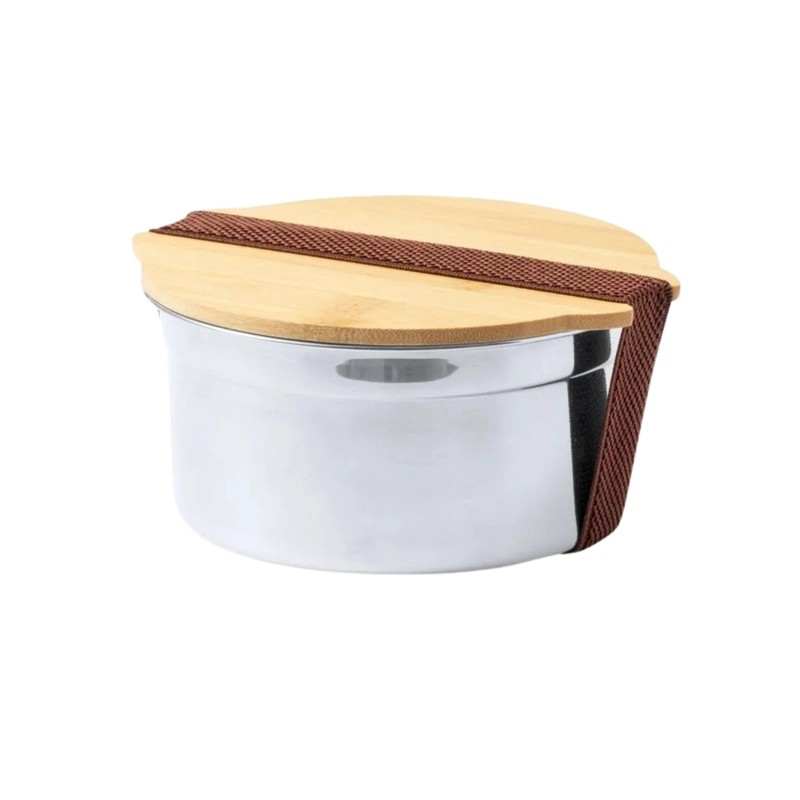 CONTENEDOR TUPPER HERMETICO REDONDO ACERO INOX. BAMBU TRUIT 800 ML