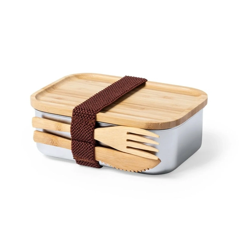 CONTENEDOR TUPPER HERMÉTICO ACERO CUBIERTOS BAMBÚ SARIUL 600 ML - 3