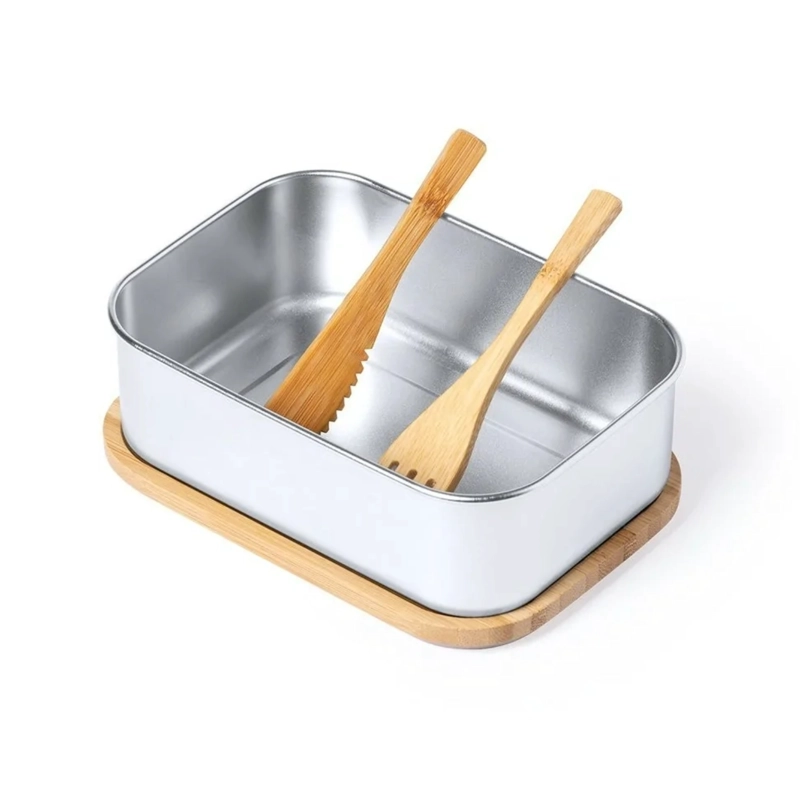 CONTENEDOR TUPPER HERMÉTICO ACERO CUBIERTOS BAMBÚ SARIUL 600 ML - 9