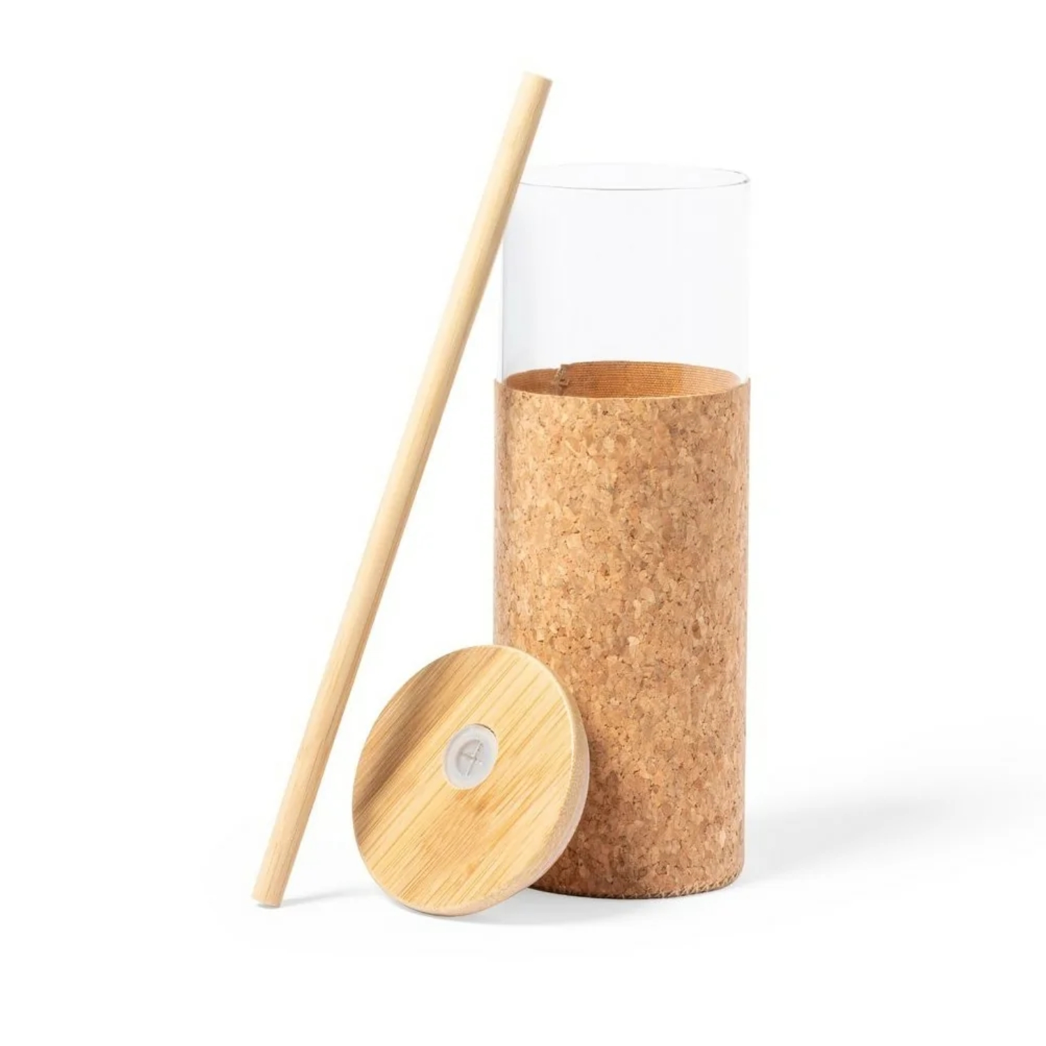 VASO VIDRIO BOMBILLA TAPA BAMBÚ TROMURY 520 ML - 2