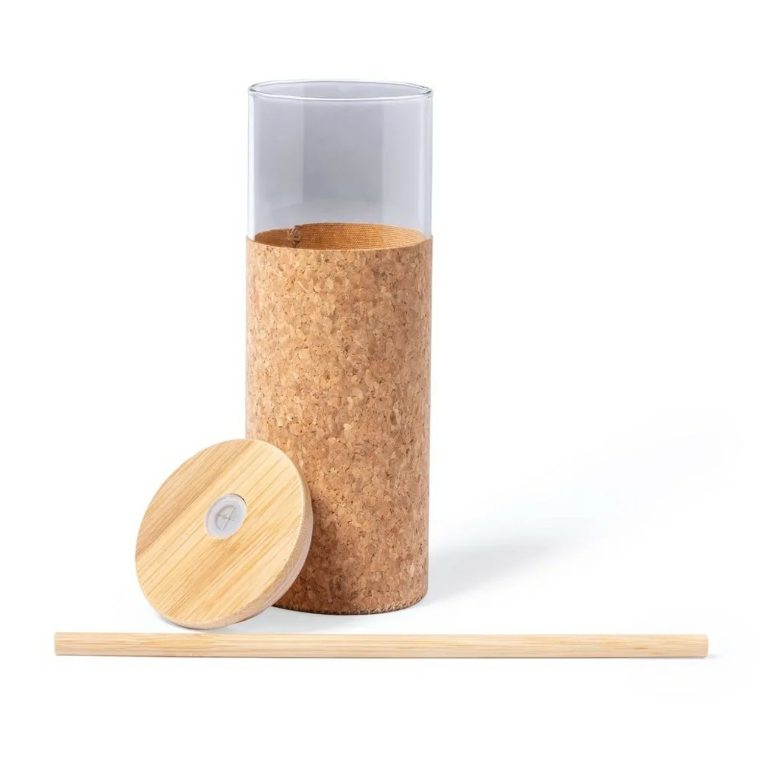 VASO VIDRIO BOMBILLA TAPA BAMBÚ TROMURY 520 ML - 3