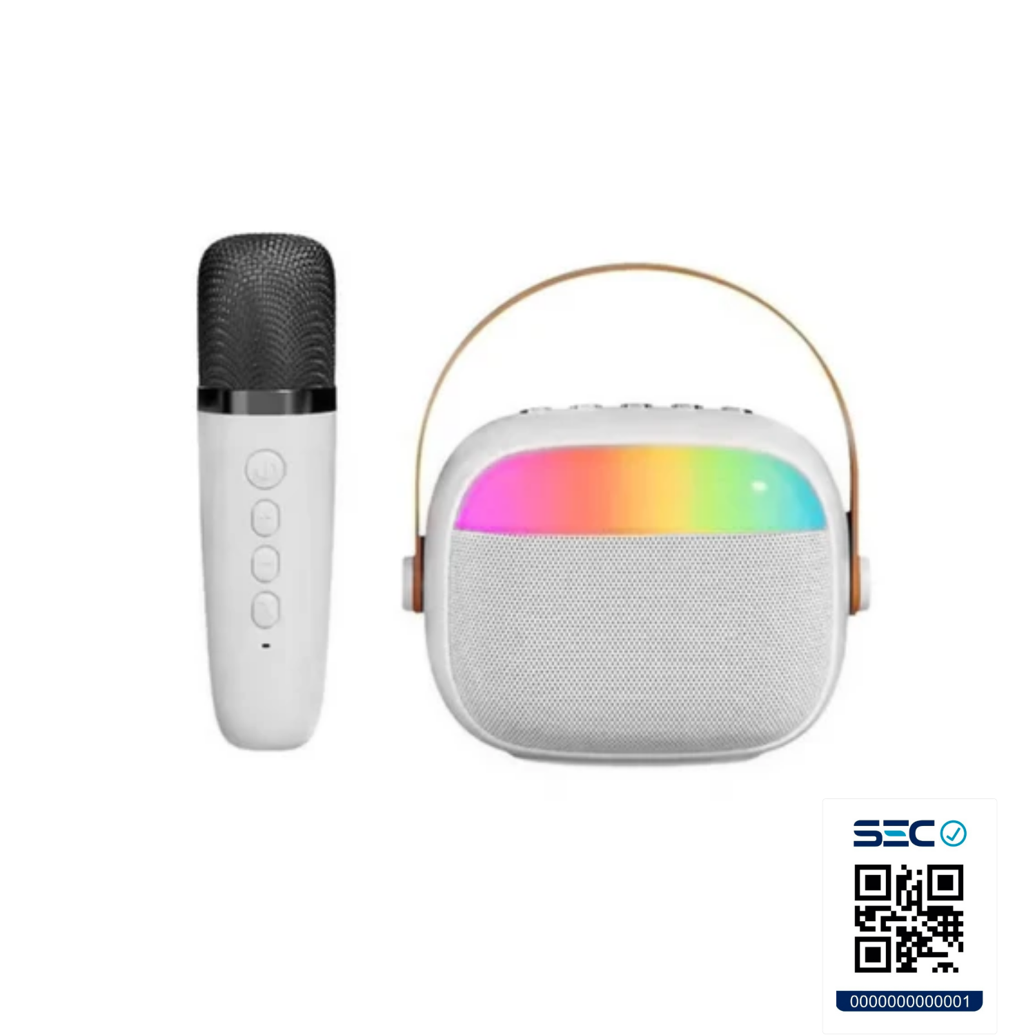 MINI PARLANTE IMPORTCLICK KARAOKE INFANTIL MICRÓFONO PORTÁTIL RECARGABLE BLANCO - 4