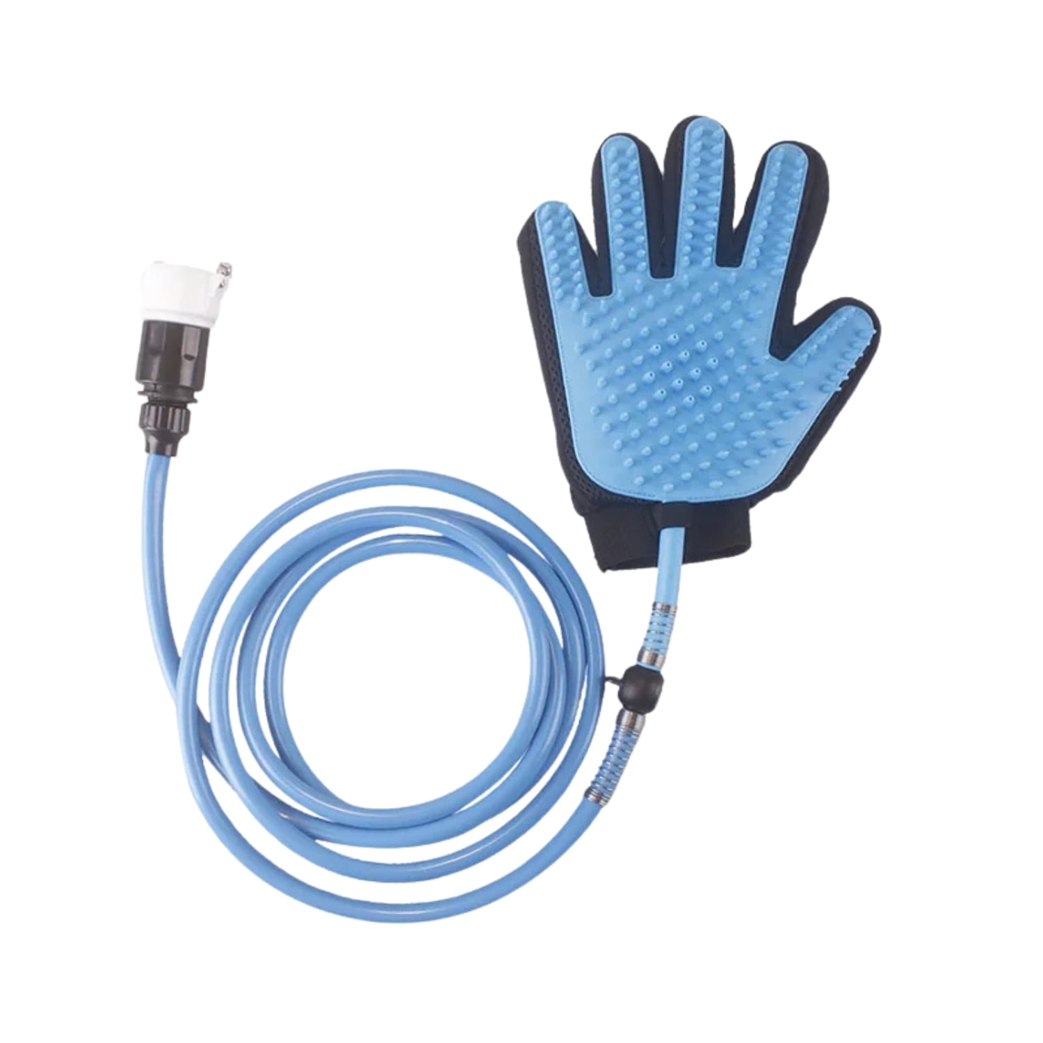 GUANTE DUCHA MASAJEADOR PERROS IMPORTCLICK 2 EN 1 MASCOTAS MANGUERA AZUL - 1