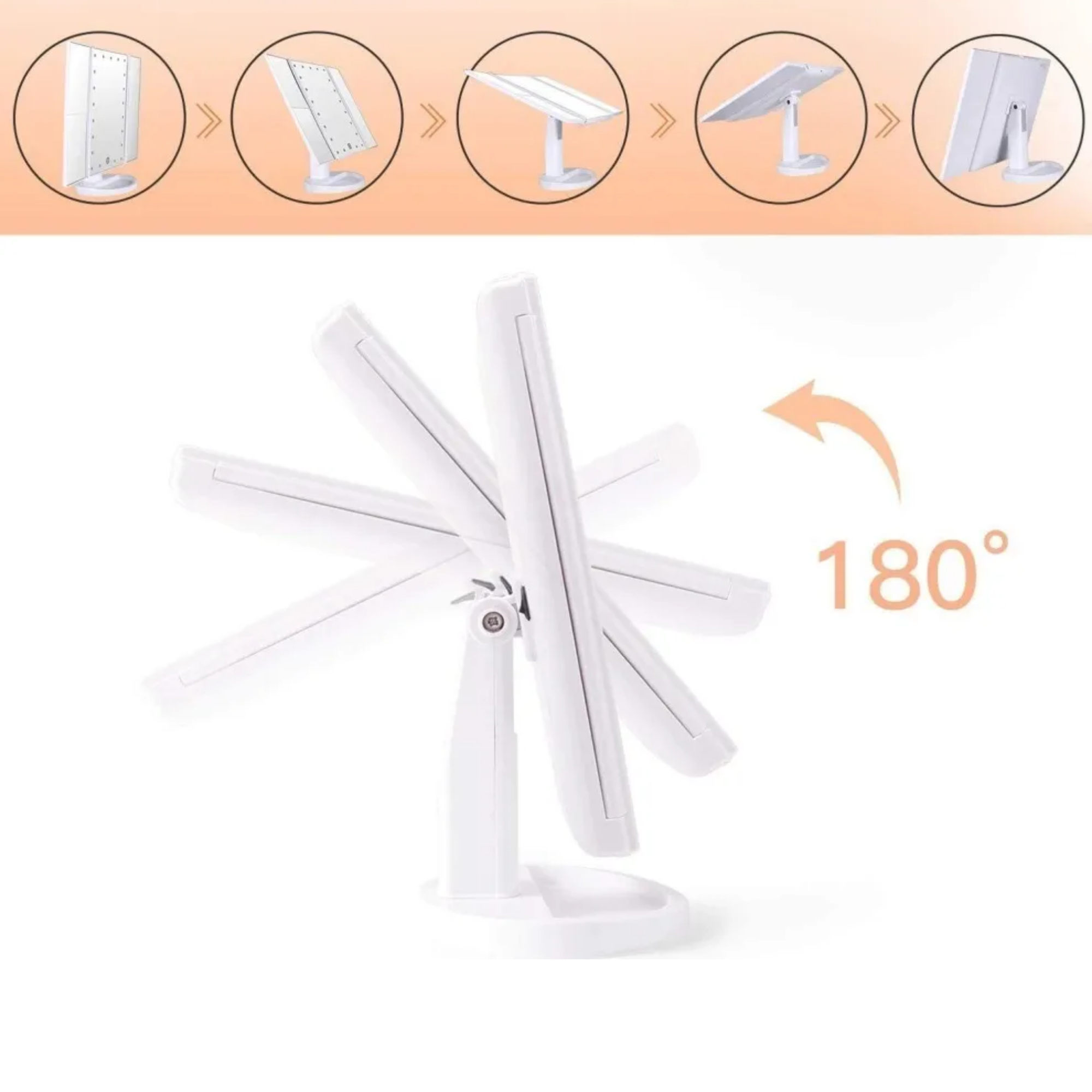 ESPEJO IMPORTCLICK SAL.103 MAQUILLAJE 22 LUCES LED AUMENTO GIRATORIO - 4