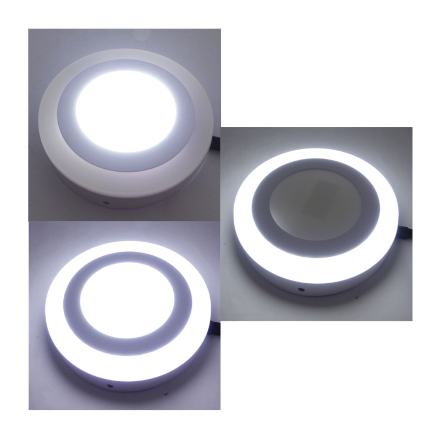 FOCO LED PANEL 18+6 WATT DÚO LUZ CENTRO ARO BORDE BLANCO SOBREPUESTO - 4