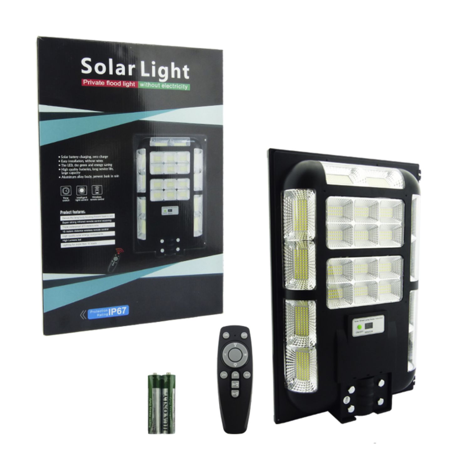 FOCO POSTE SOLAR 300 WATT 22 PLACAS 804 LED CONTROL REMOTO - 5