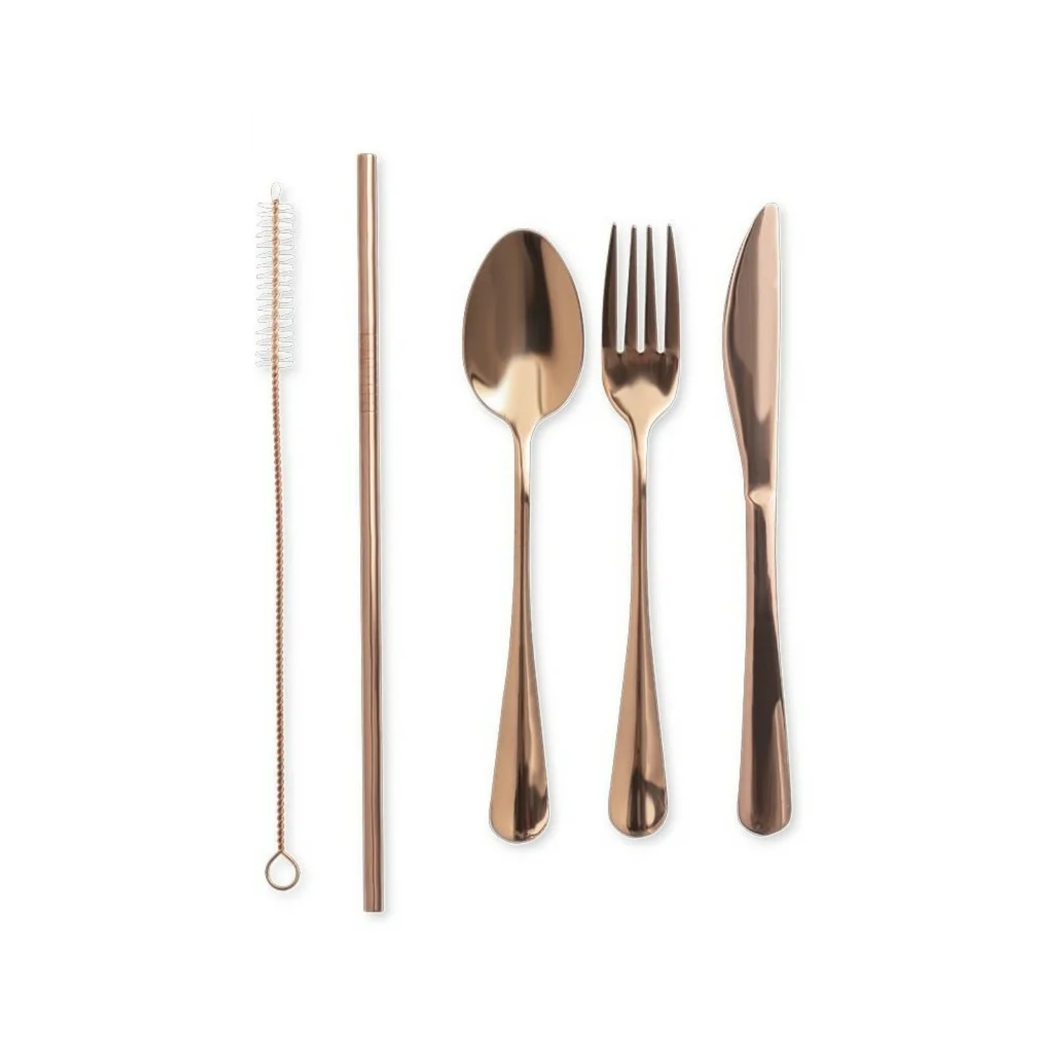 SET 5 CUBIERTOS ACERO INOXIDABLE MALESH COBRE - 1