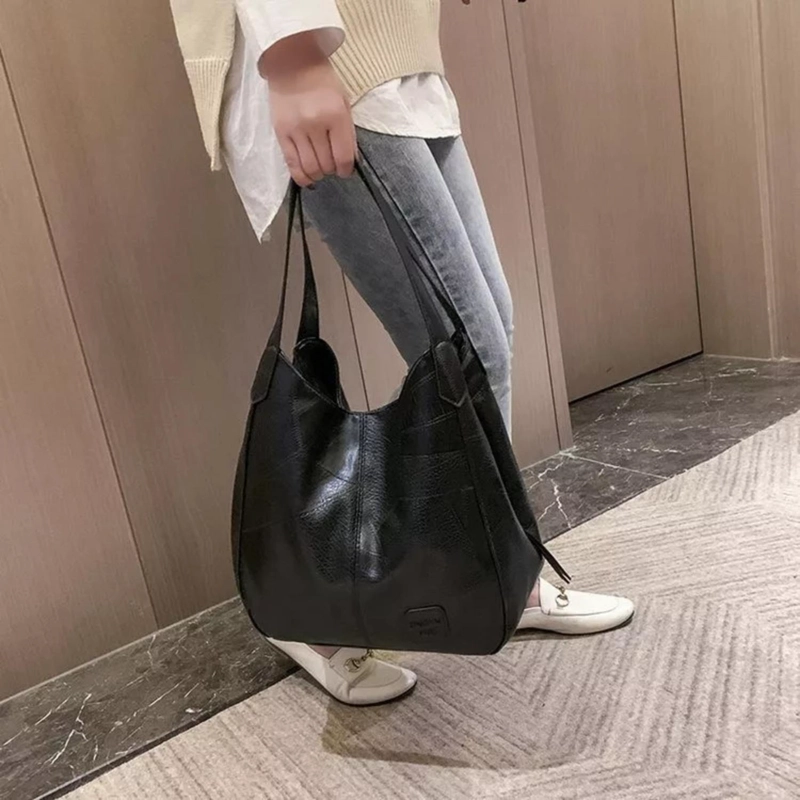 CARTERA BOLSO NEGRO ECOCUERO 33X32X12 CM - 4