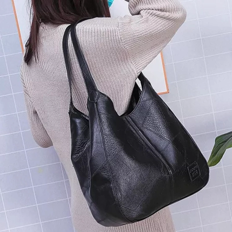 CARTERA BOLSO NEGRO ECOCUERO 33X32X12 CM - 5