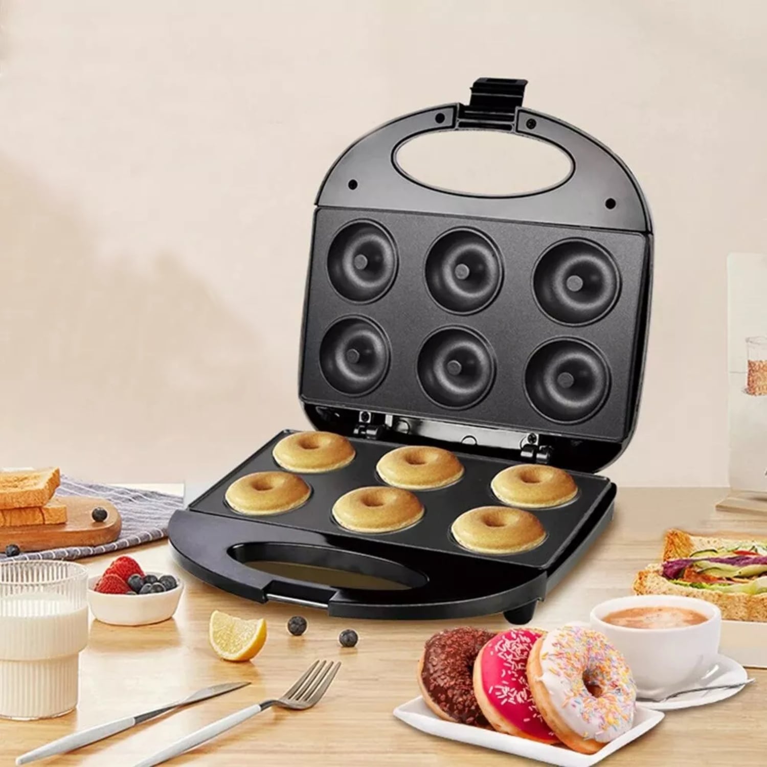 MÁQUINA 6 DONUTS IMPORTCLICK ROSQUILLAS ANTIADHERENTE NEGRO - 5