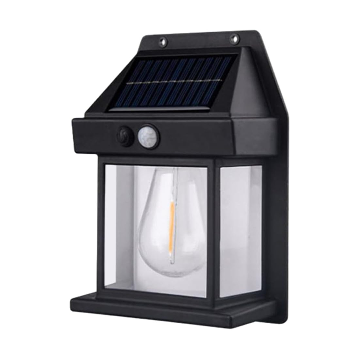 FAROL FOCO SOLAR PARED SENSOR MOVIMIENTO 3.2 V LUZ CÁLIDA NEGRO - 1