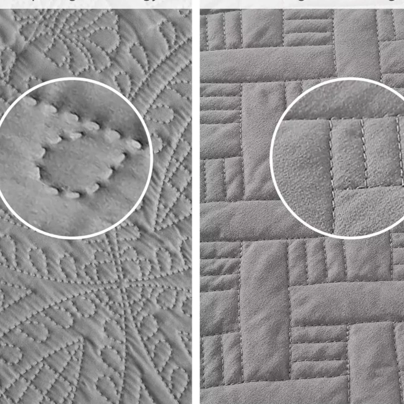 CUBRECAMA IMPORTCLICK GRIS BORDADO QUILT REVERSIBLE QUEEN 228X228 CM MÁS FUNDAS ALMOHADA - 7