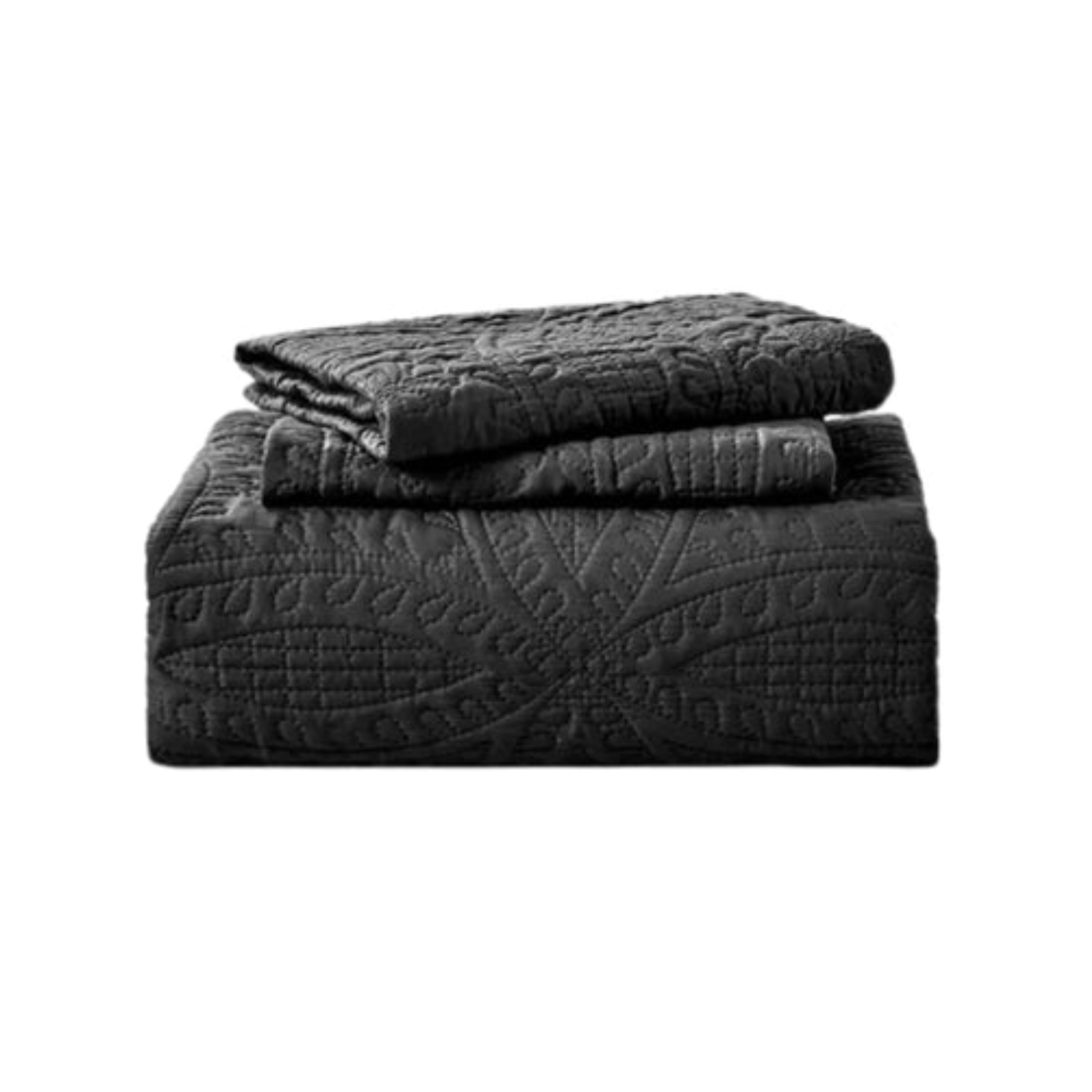 CUBRECAMA IMPORTCLICK NEGRO BORDADO QUILT REVERSIBLE QUEEN 228X228 CM MÁS FUNDAS ALMOHADA - 1