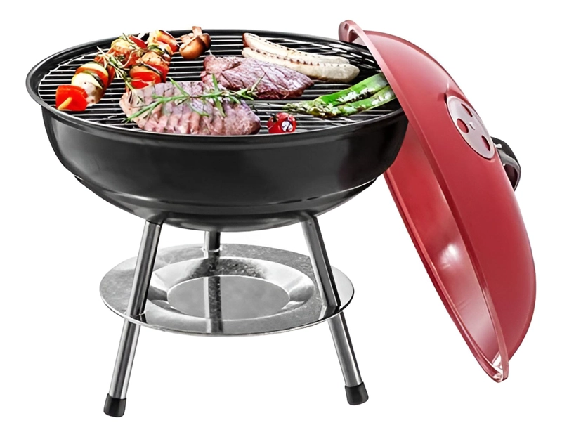 PARRILLA ASADO CARBON REDONDA 36 CM ROJA - 4