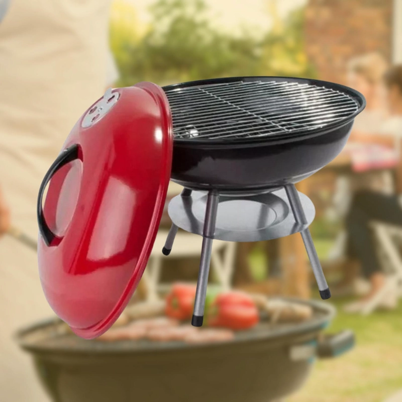 PARRILLA ASADO CARBON REDONDA 36 CM ROJA - 5