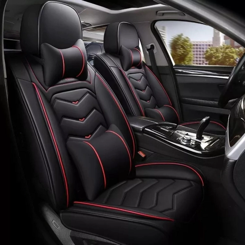 KIT IMPORTCLICK FUNDAS CUBRE ASIENTO ECO CUERO AUTO ALMOHADILLA LUXURY - 2