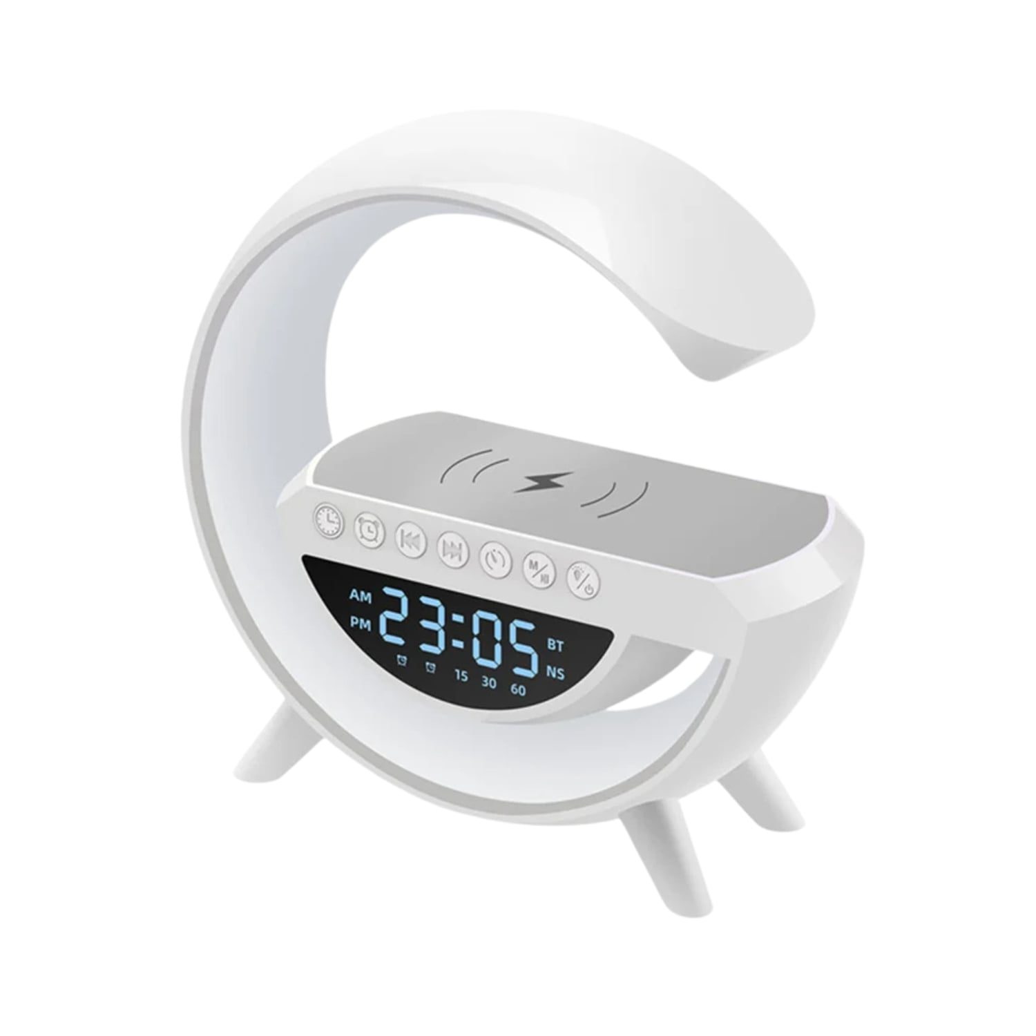 LÁMPARA CARGADOR RELOJ PARLANTE INTELIGENTE SMARTPHONE BLANCO - 1