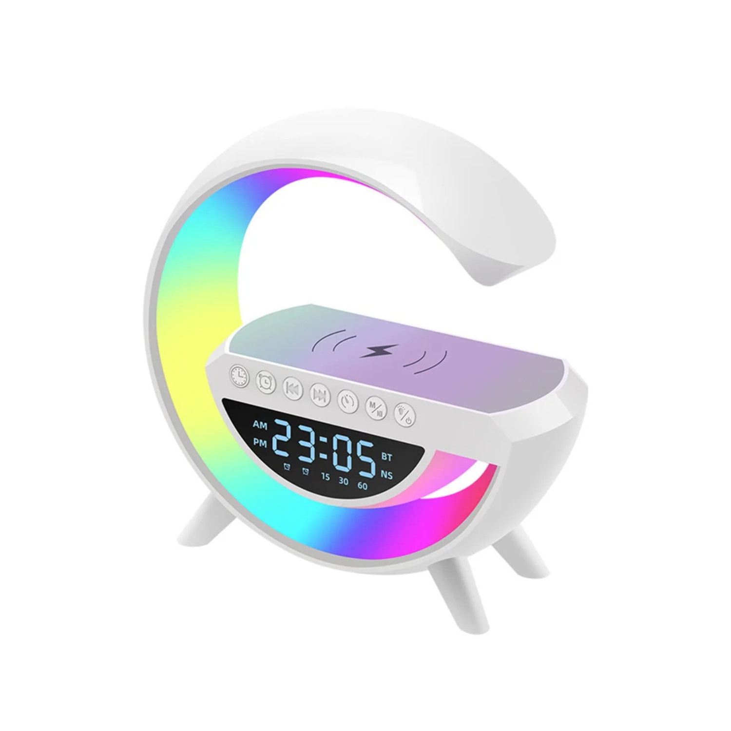 LÁMPARA CARGADOR RELOJ PARLANTE INTELIGENTE SMARTPHONE BLANCO - 2