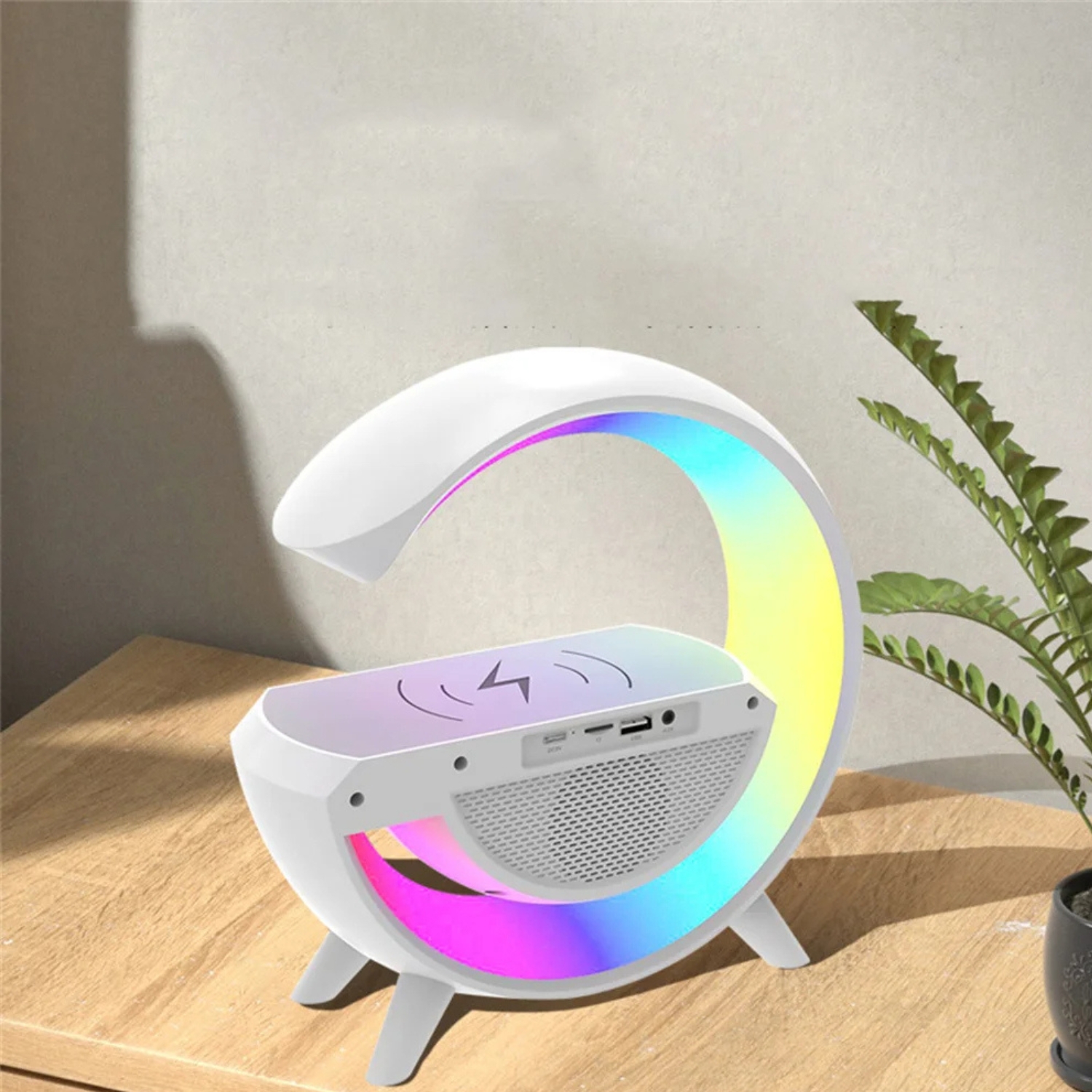LÁMPARA CARGADOR RELOJ PARLANTE INTELIGENTE SMARTPHONE BLANCO - 4