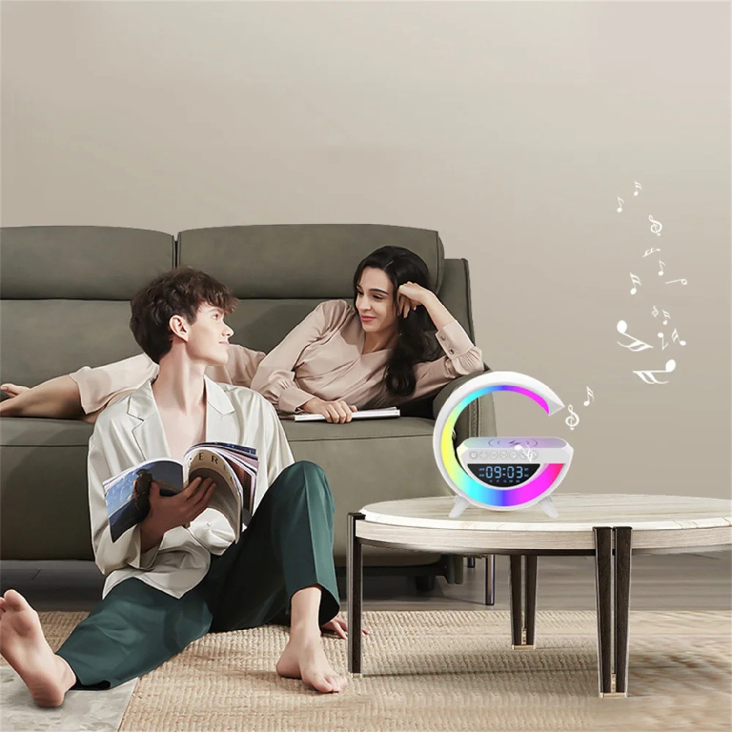 LÁMPARA CARGADOR RELOJ PARLANTE INTELIGENTE SMARTPHONE BLANCO - 5