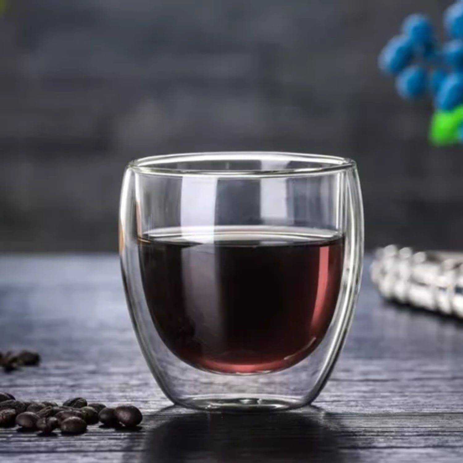 JUEGO 4 TAZAS MUG CAFÉ VIDRIO DOBLE PARED TÉRMICO 80 ML - 2