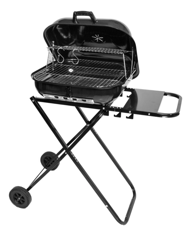 PARRILLA ASADO PLEGABLE CARBON TAPA RUEDAS - 1