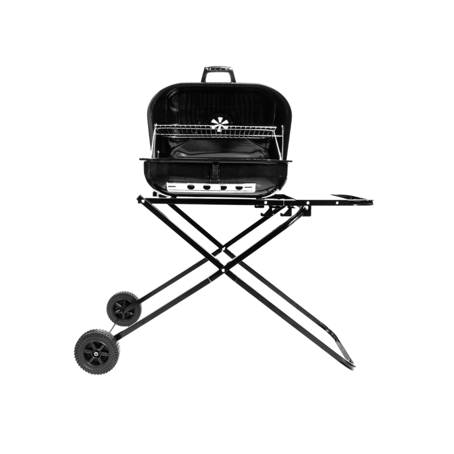 PARRILLA ASADO PLEGABLE CARBÓN TAPA RUEDAS - 4