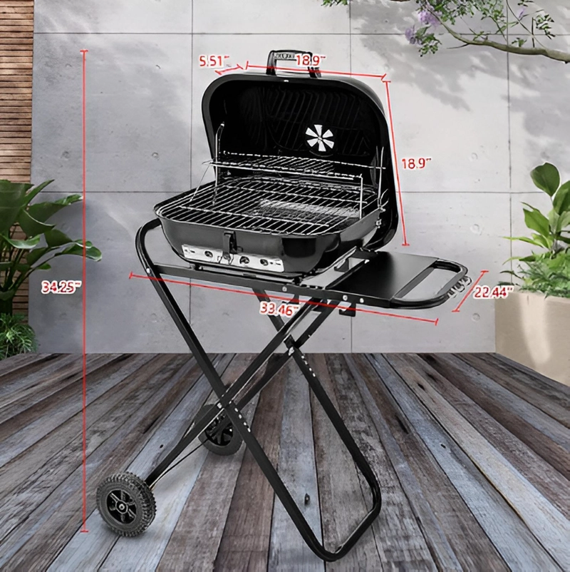 PARRILLA ASADO PLEGABLE CARBON TAPA RUEDAS - 5
