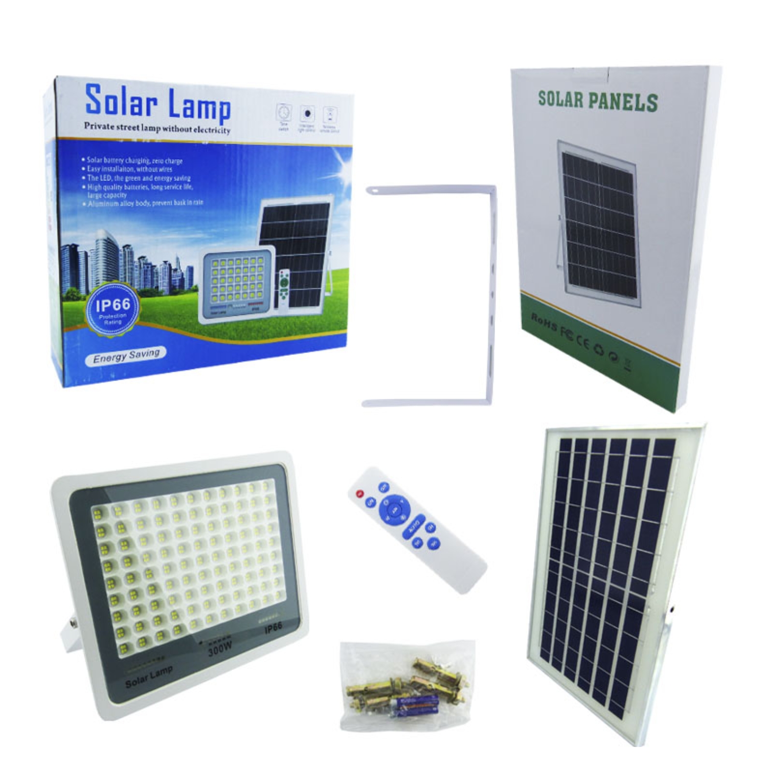 PROYECTOR SOLAR LED 300 WATT 396 LED CONTROL REMOTO METAL E INDICADOR CARGA - 4