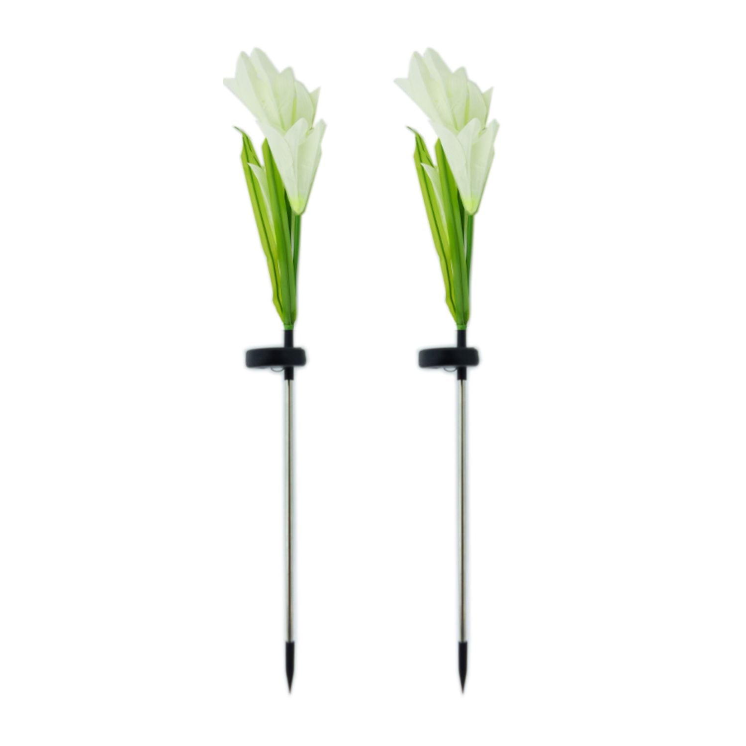 SET 2 FLOR FOCO SOLAR LED EXÓTICO 80 CM LUZ BLANCA - 1