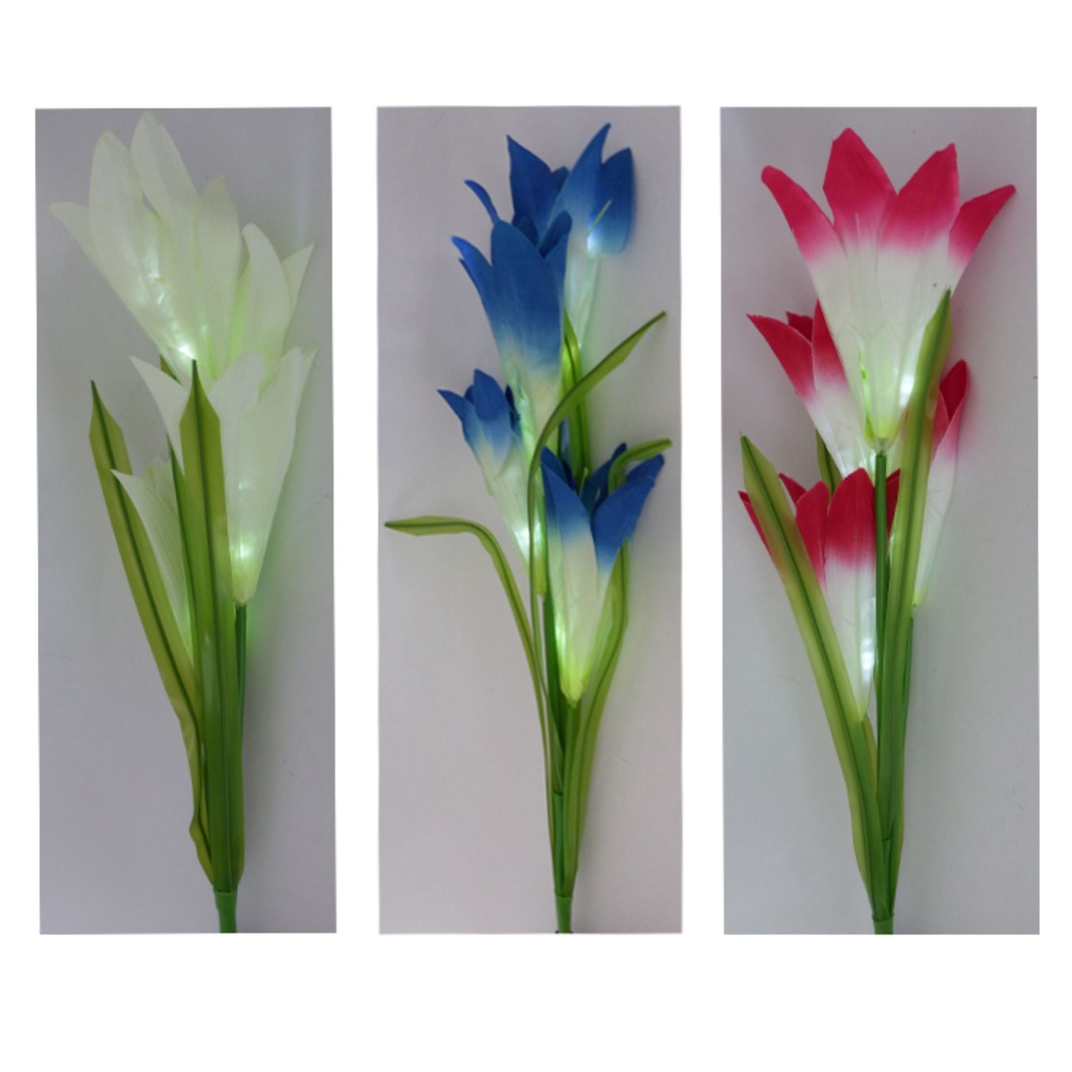 SET 2 FLOR FOCO SOLAR LED EXÓTICO 80 CM LUZ BLANCA - 2