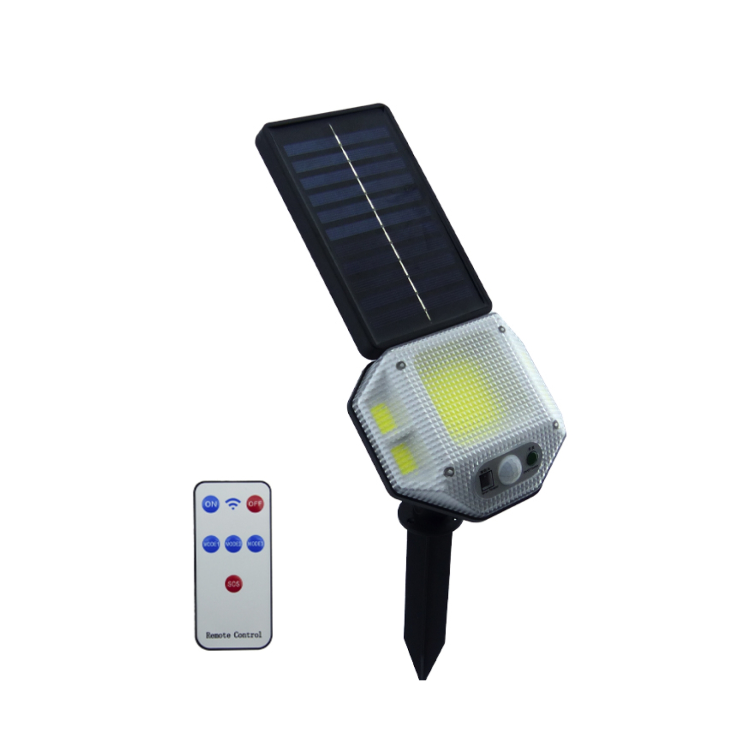ESTACA LED SOLAR COB PVC SENSOR CONTROL REMOTO - 1