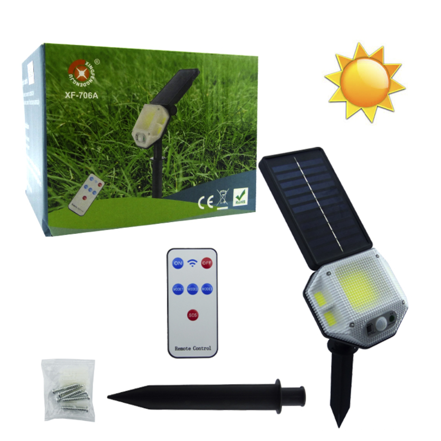 ESTACA LED SOLAR COB PVC SENSOR CONTROL REMOTO - 4