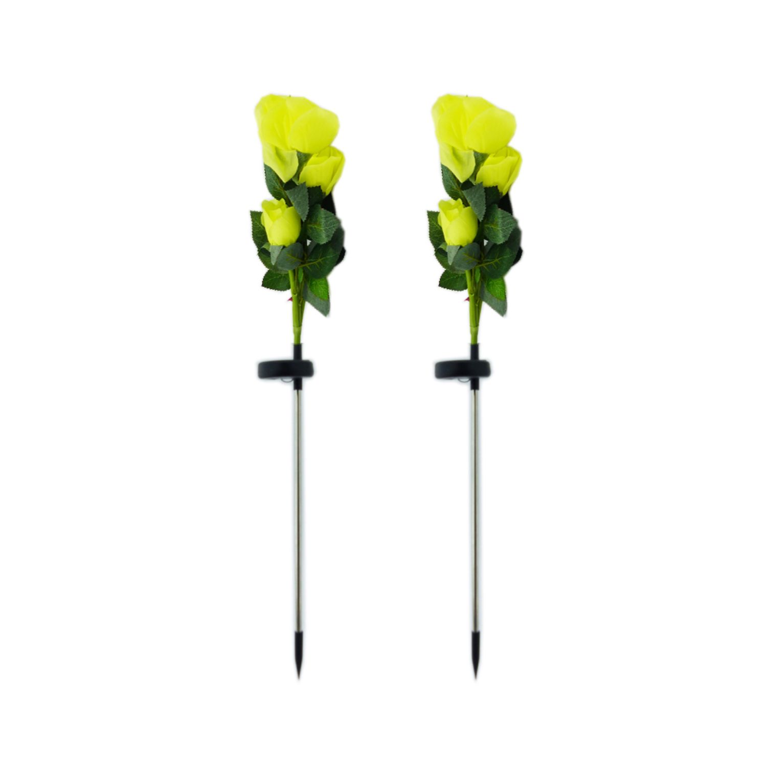 SET 2 FLOR FOCO SOLAR LED ROSA 80 CM LUZ BLANCA - 1