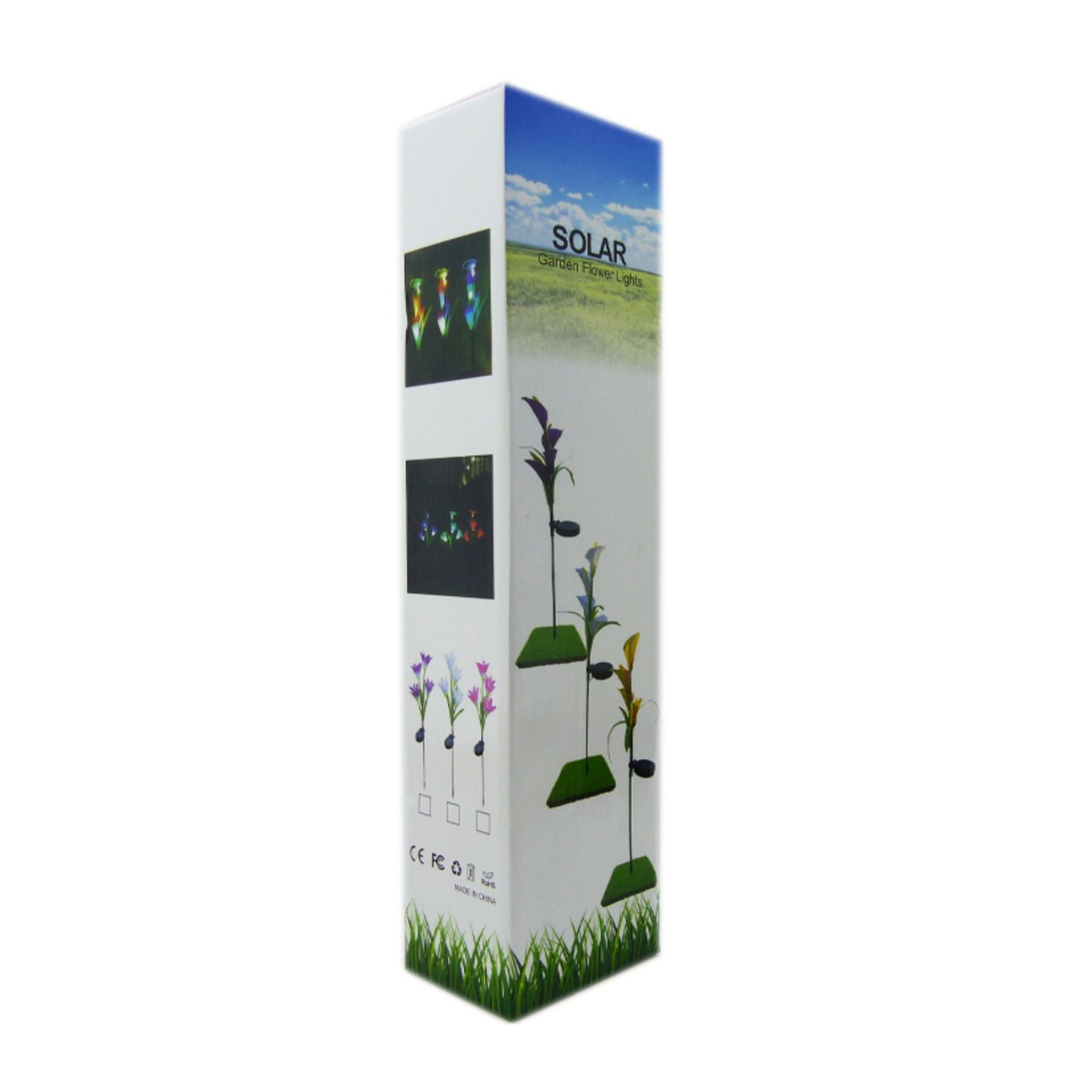 SET 2 FLOR FOCO SOLAR LED ROSA 80 CM LUZ BLANCA - 3