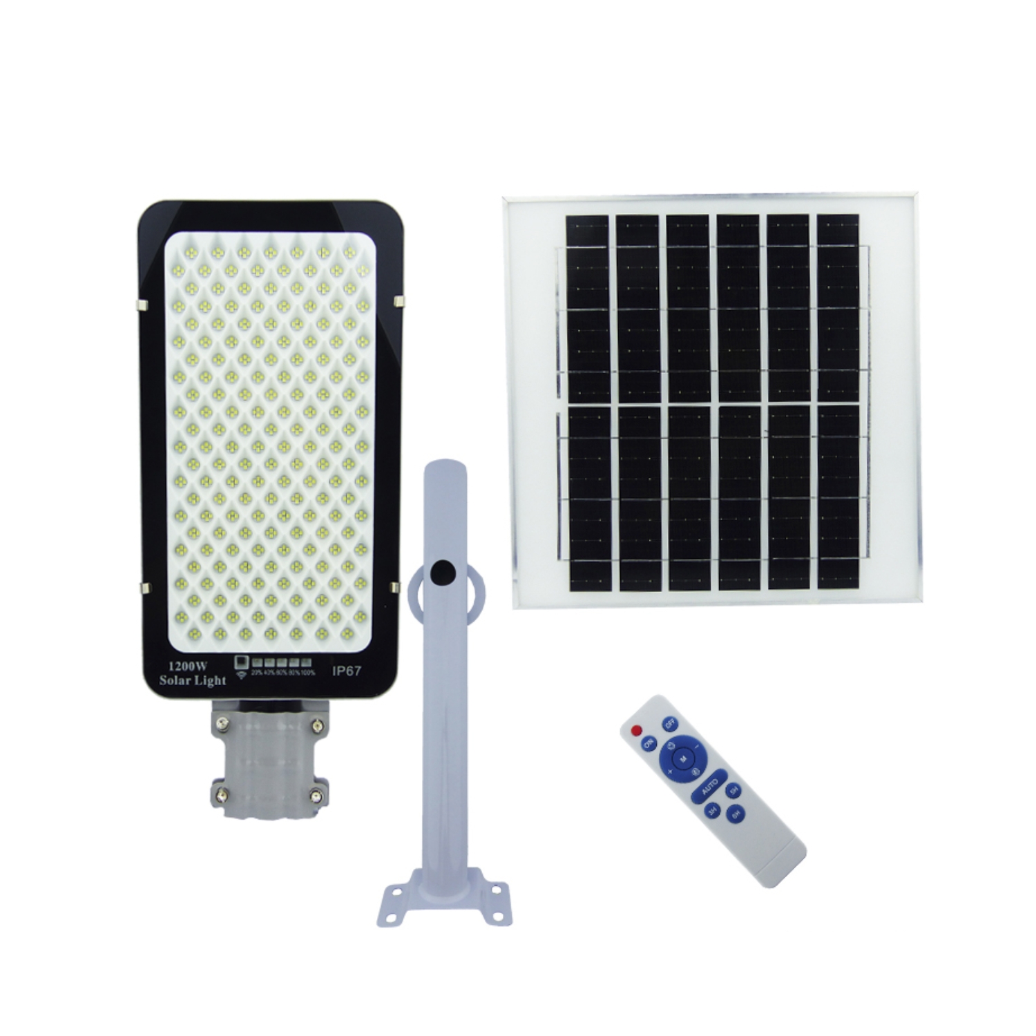 FOCO BRAZO SOLAR 1200 WATT 688 LED PLACA METALINDICADOR CARGA CONTROL REMOTO - 1