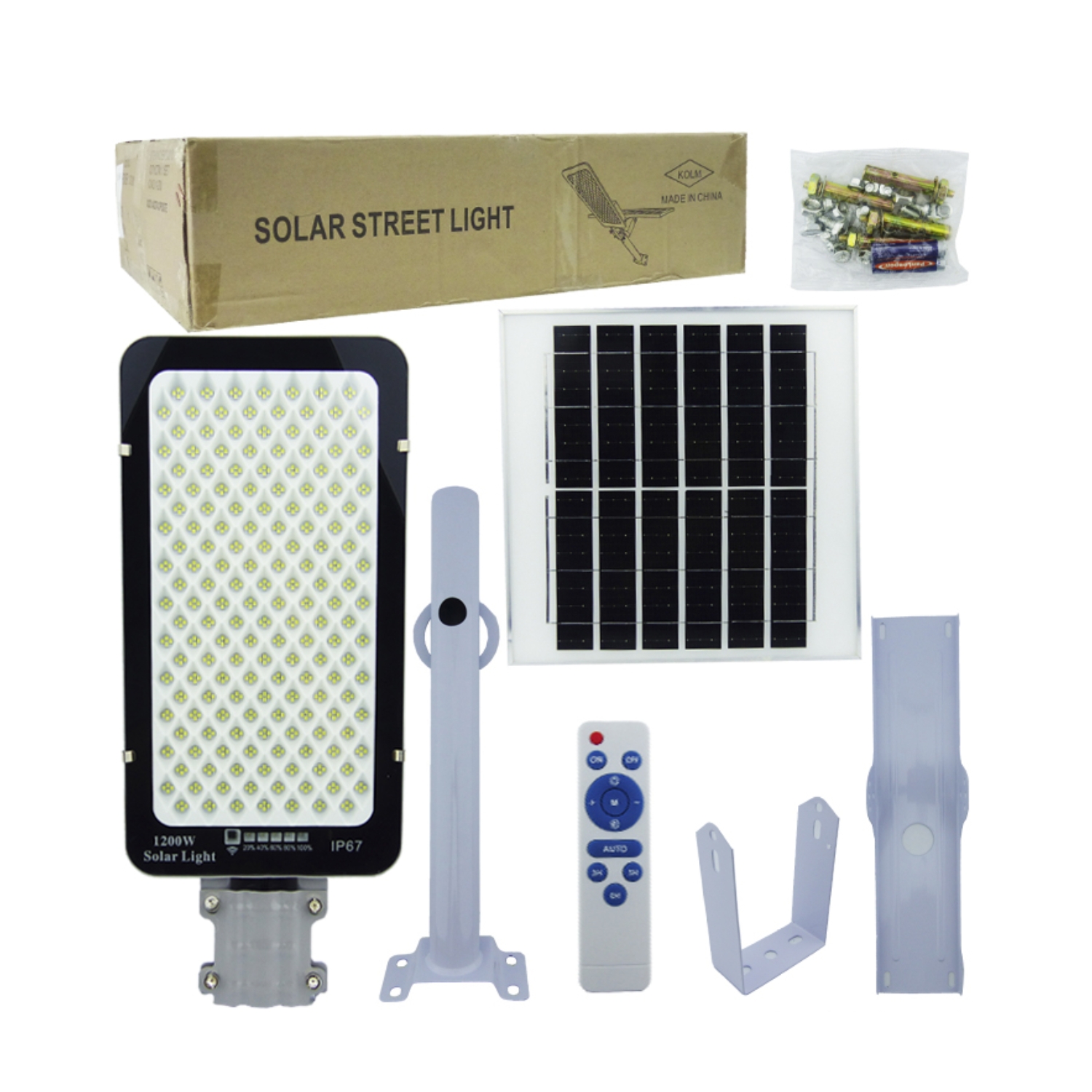 FOCO BRAZO SOLAR 1200 WATT 688 LED PLACA METALINDICADOR CARGA CONTROL REMOTO - 4