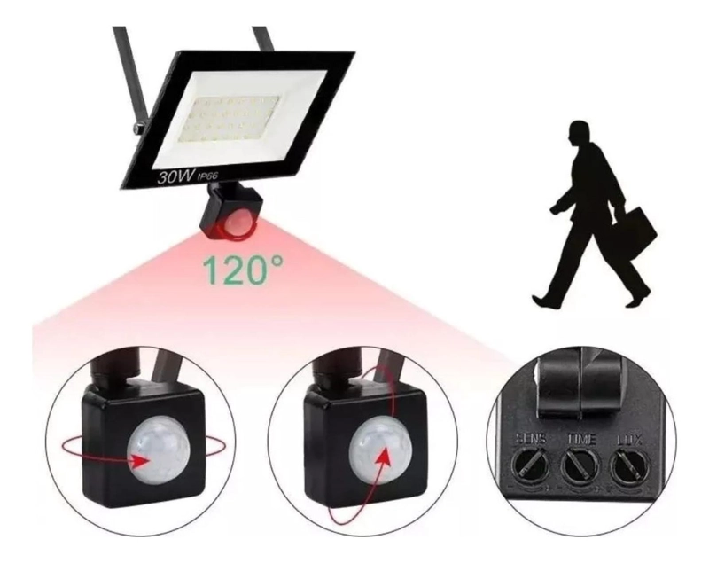 FOCO IMPORTCLICK LED EXTERIOR SENSOR MOVIMIENTO LUZ FRÍO 220 V 9X11X2.7 CM BLANCO - 4