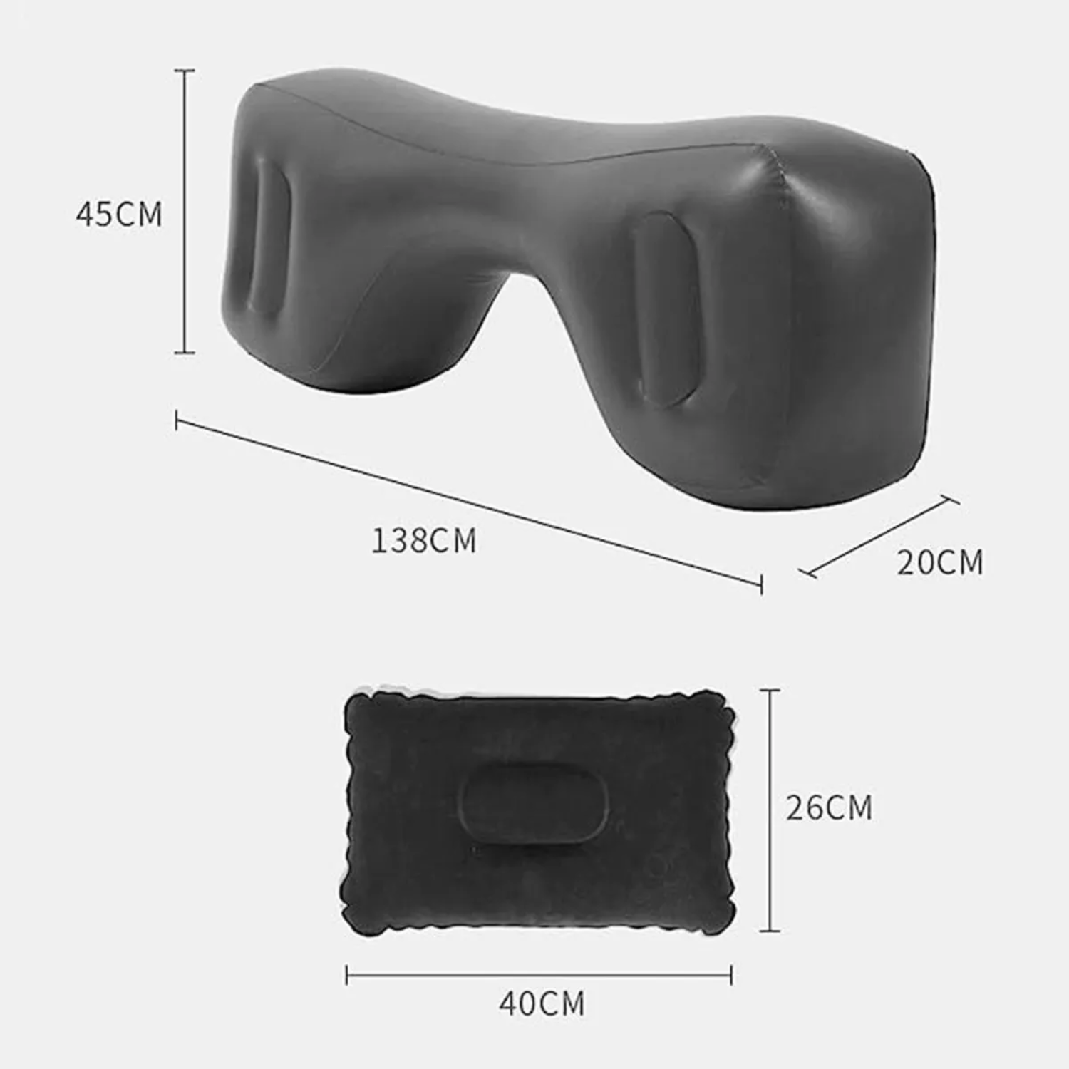 COLCHÓN INFLABLE IMPORTCLICK 48 CM X 89 CM AUTOMÓVIL 2 ALMOHADAS + COMPRESOR GRIS - 4