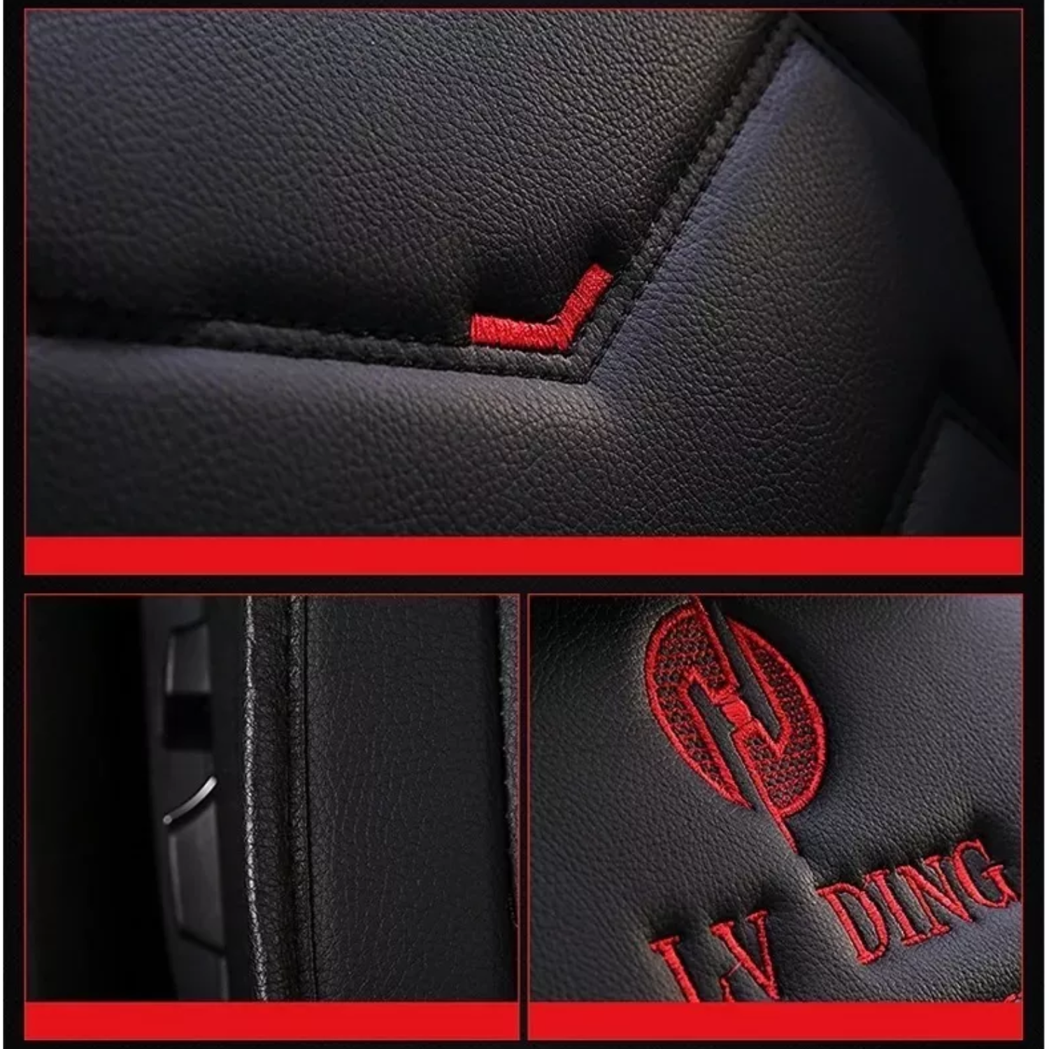 SET FUNDAS IMPORTCLICK CUERO CUBRE ASIENTOS AUTOMÓVIL COMPLETO DELUXE ROJO - 5