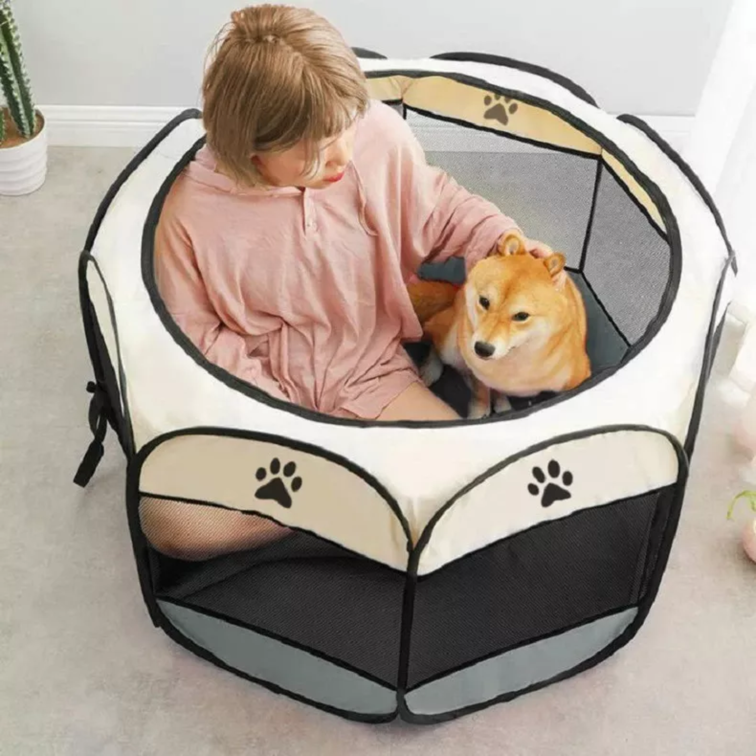 CORRAL PERROS GATOS IMPORTCLICK PORTÁTIL MULTIFUNCIONAL TALLA L MARRÓN - 4