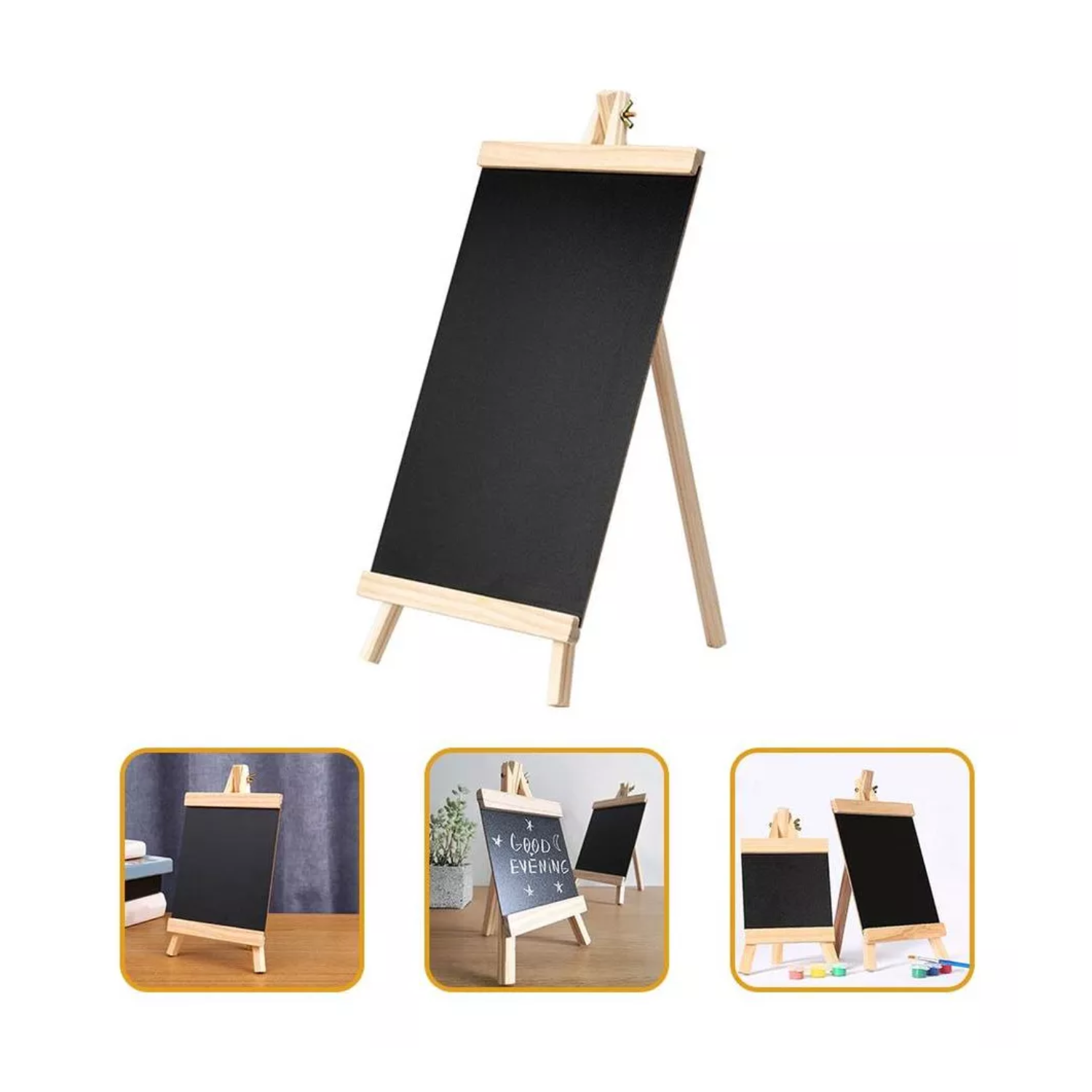 PIZARRA IMPORTCLICK TIPO CABALLETE 28X25 CM ATRIL TIZA MADERA NEGRA - 4