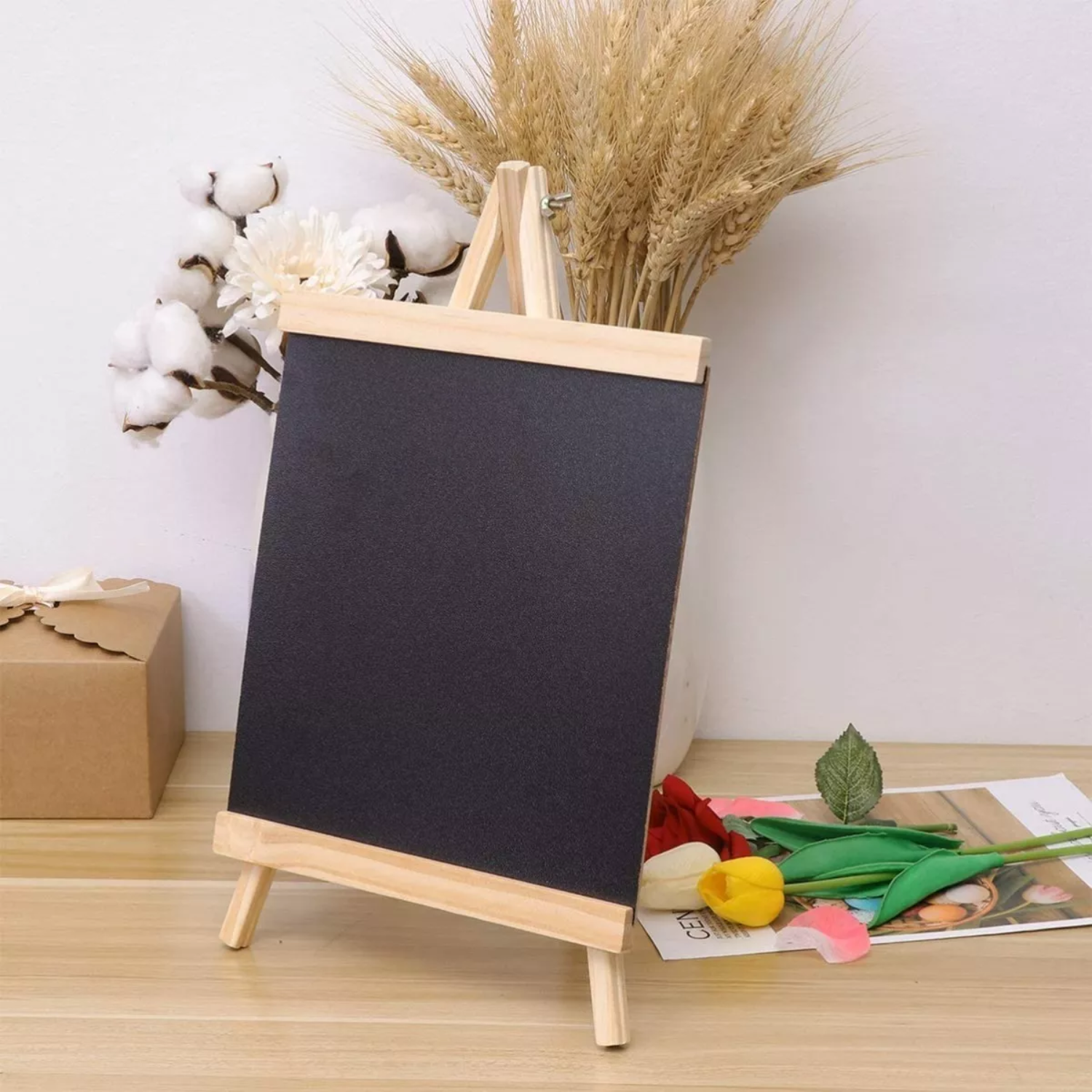 PIZARRA IMPORTCLICK TIPO CABALLETE 28X25 CM ATRIL TIZA MADERA NEGRA - 5