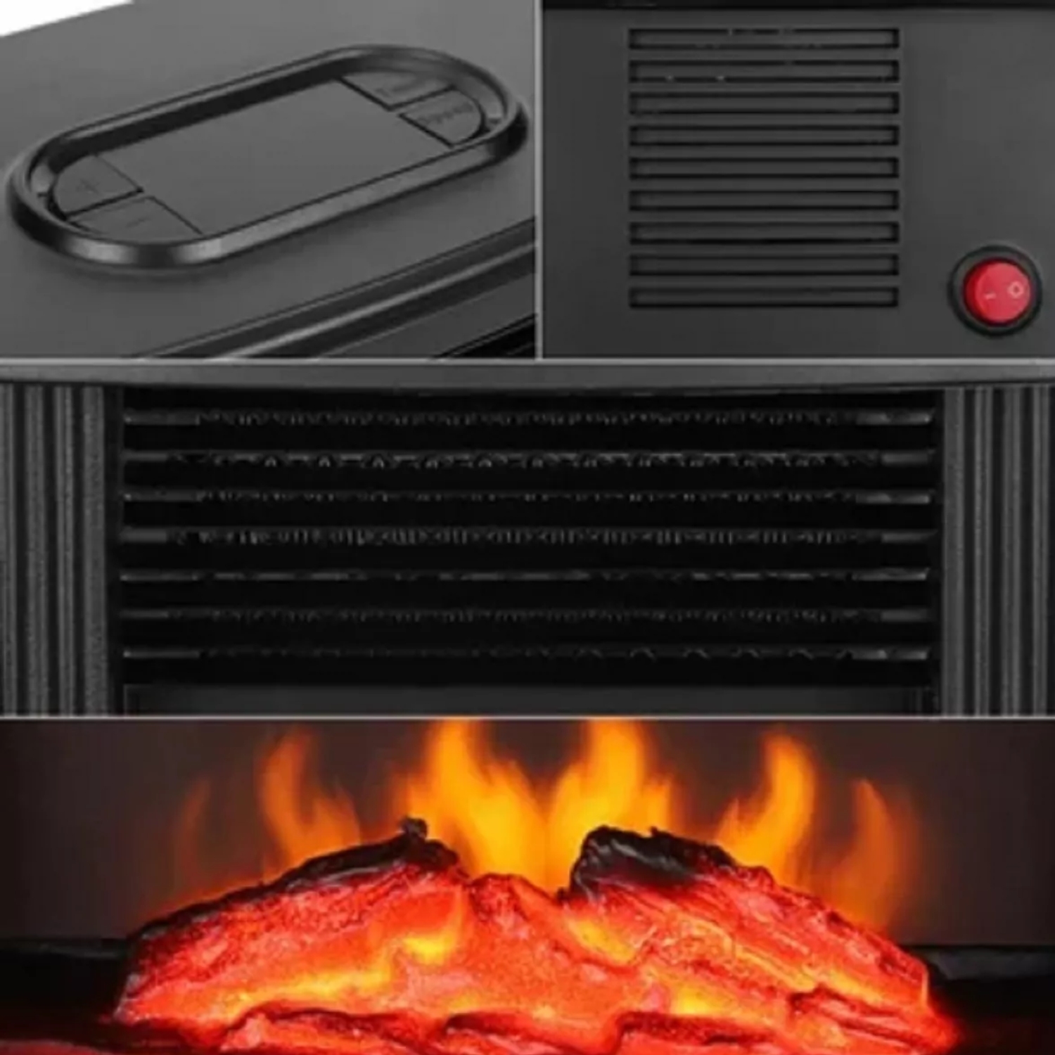CALEFACTOR IMPORTCLICK ESTUFA ELÉCTRICA TERMOVENTILADOR DISEÑO CHIMENEA NEGRO - 5