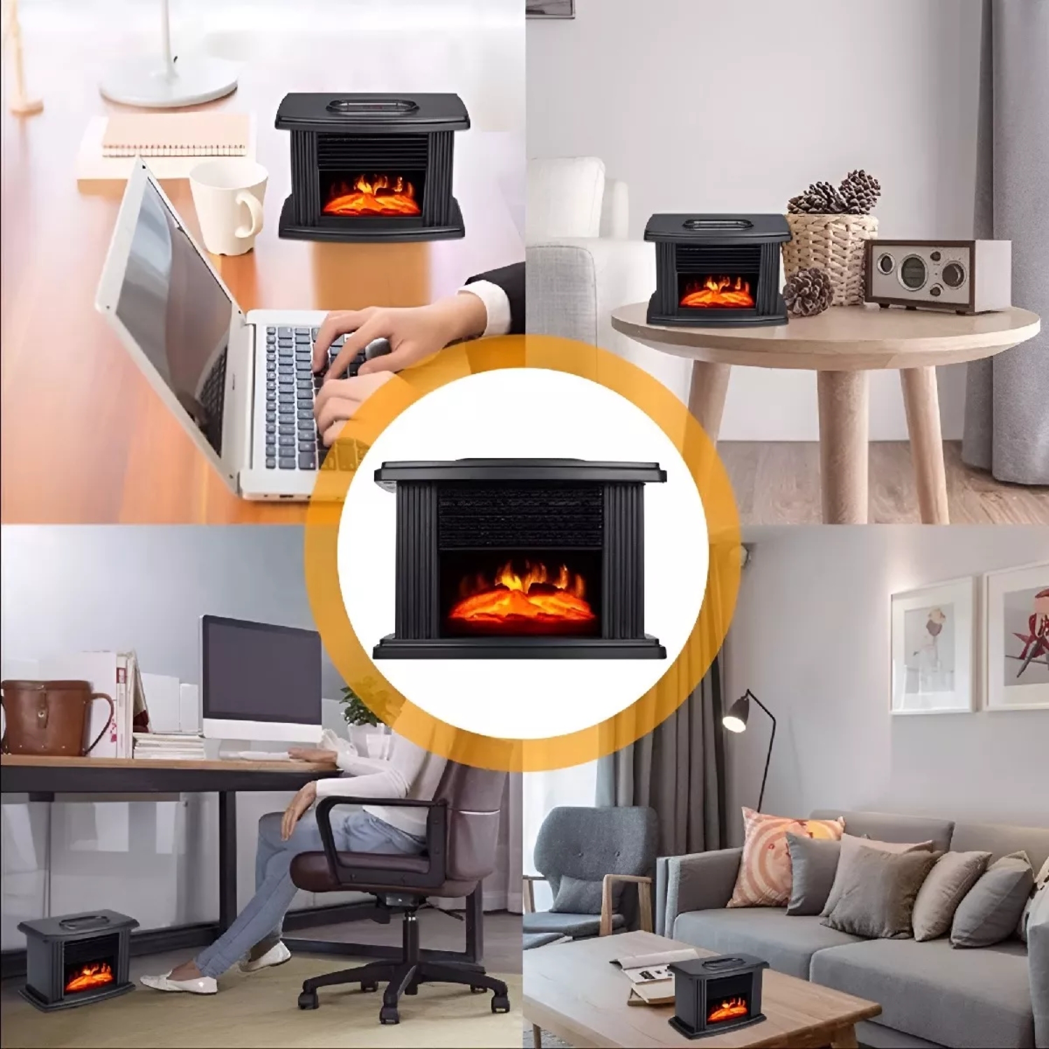 CALEFACTOR IMPORTCLICK ESTUFA ELÉCTRICA TERMOVENTILADOR DISEÑO CHIMENEA NEGRO - 6