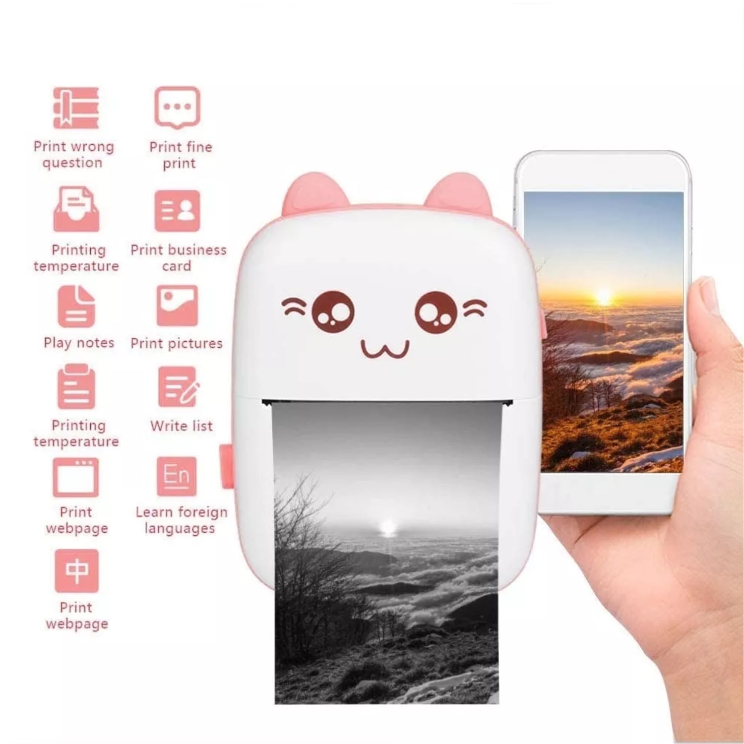 MINI IMPRESORA TÉRMICA PORTÁTIL BLUETOOTH GATITO + 11 ROLLOS - 5