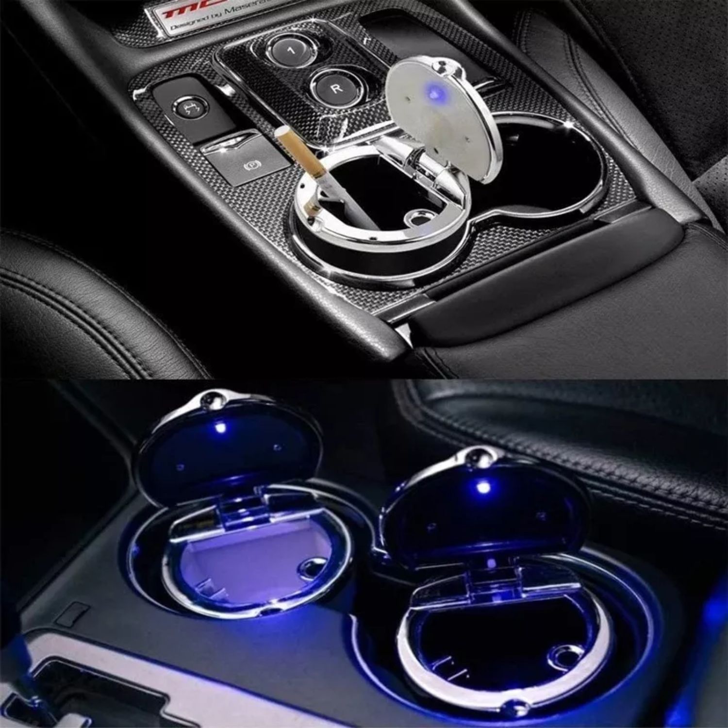 CENICERO IMPORTCLICK MONEDERO UNIVERSAL AUTO LUZ LED NEGRO - 9