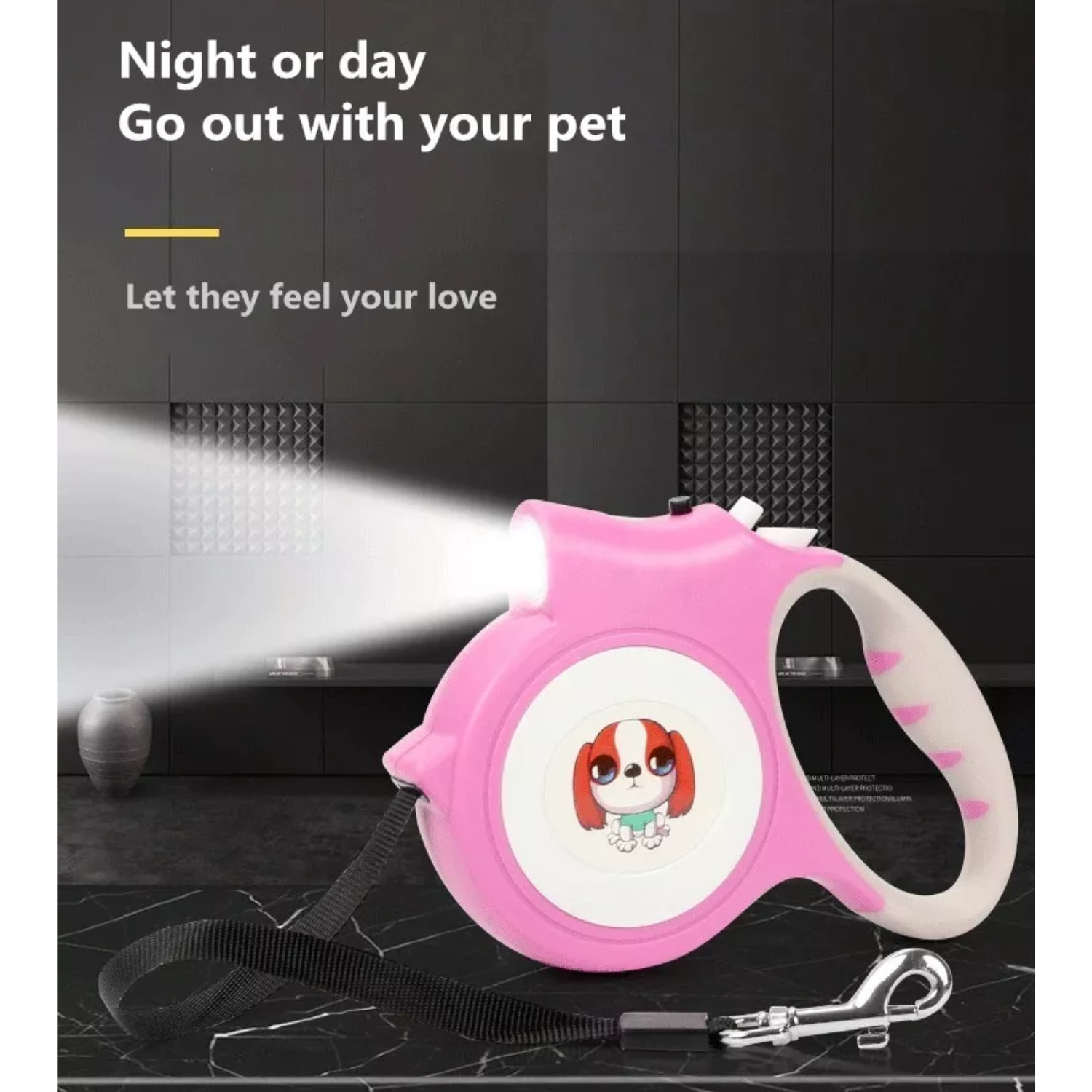 CORREA PERROS IMPORTCLICK MASCOTA RETRÁCTIL AUTOMÁTICA 5 M LINTERNA LED BLANCO - 4
