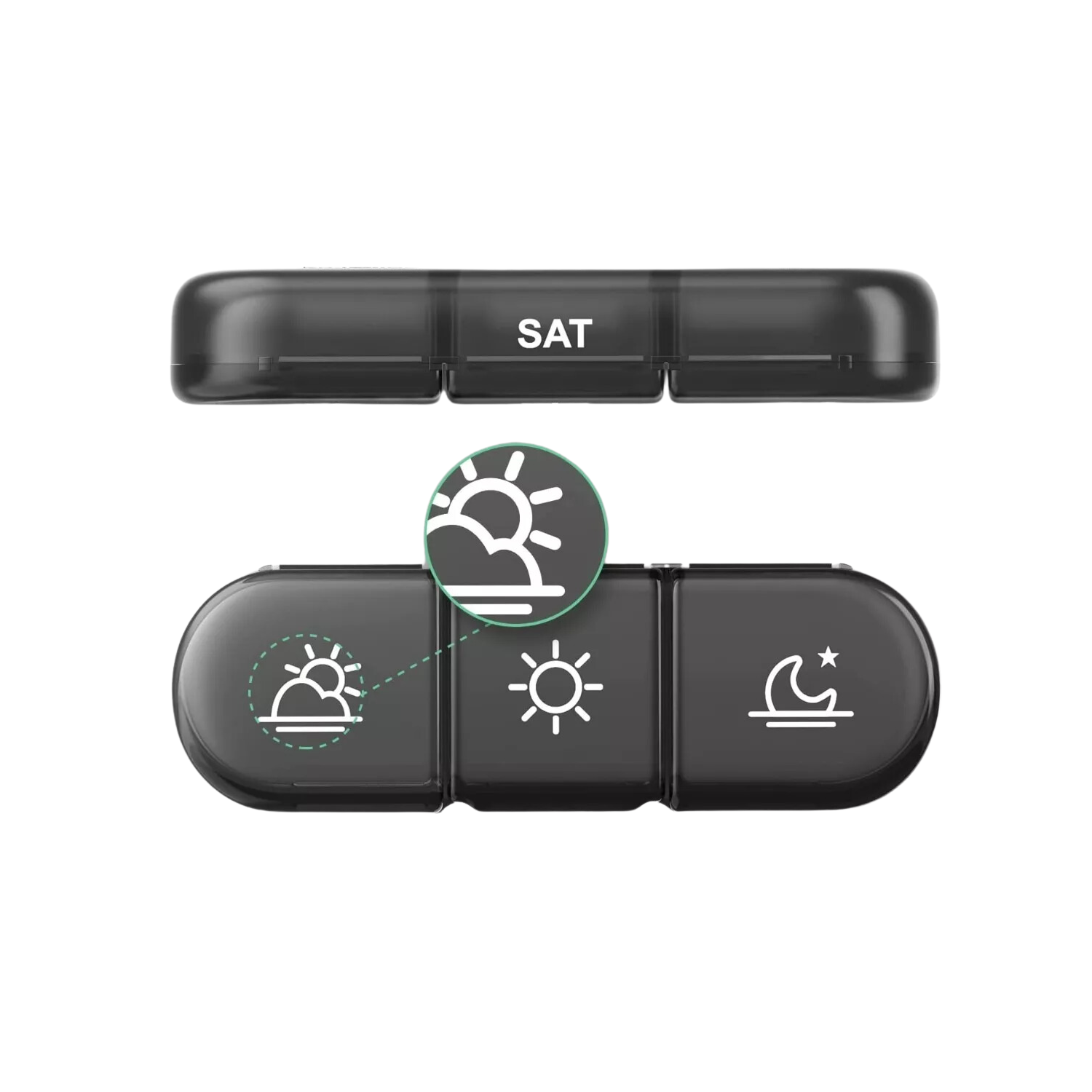 ORGANIZADOR IMPORTCLICK PASTILLERO PORTÁTIL SEMANAL 3 FUNDAS X 7 DÍAS NEGRO - 2