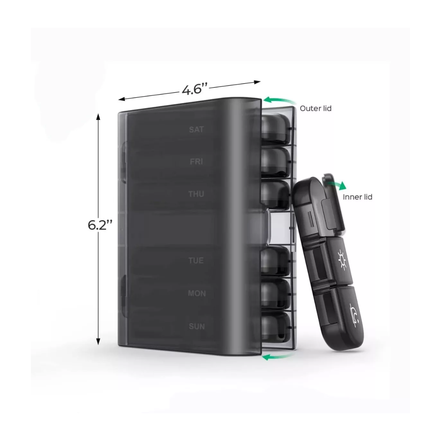 ORGANIZADOR IMPORTCLICK PASTILLERO PORTÁTIL SEMANAL 3 FUNDAS X 7 DÍAS NEGRO - 3